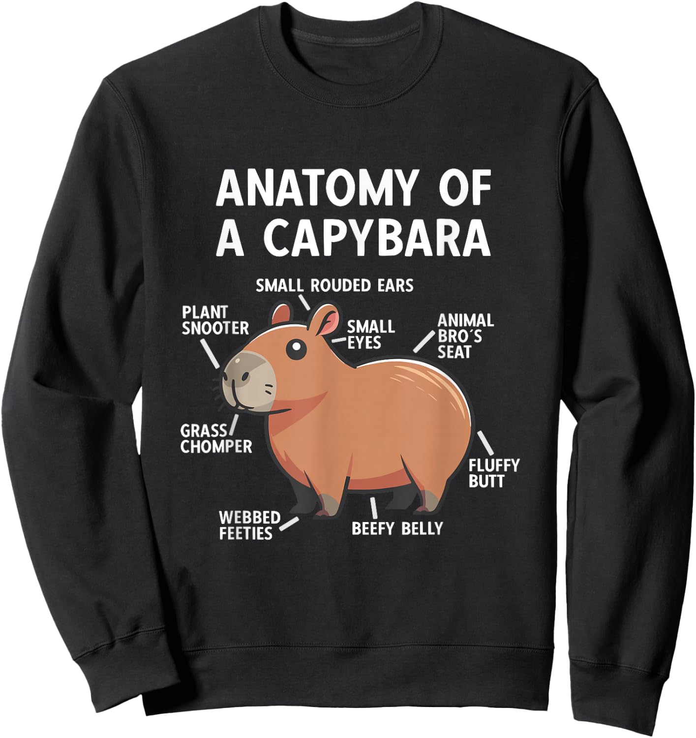 Funny Anatomy Of A Capybara Sweatshirt - Sweatshirt | Black