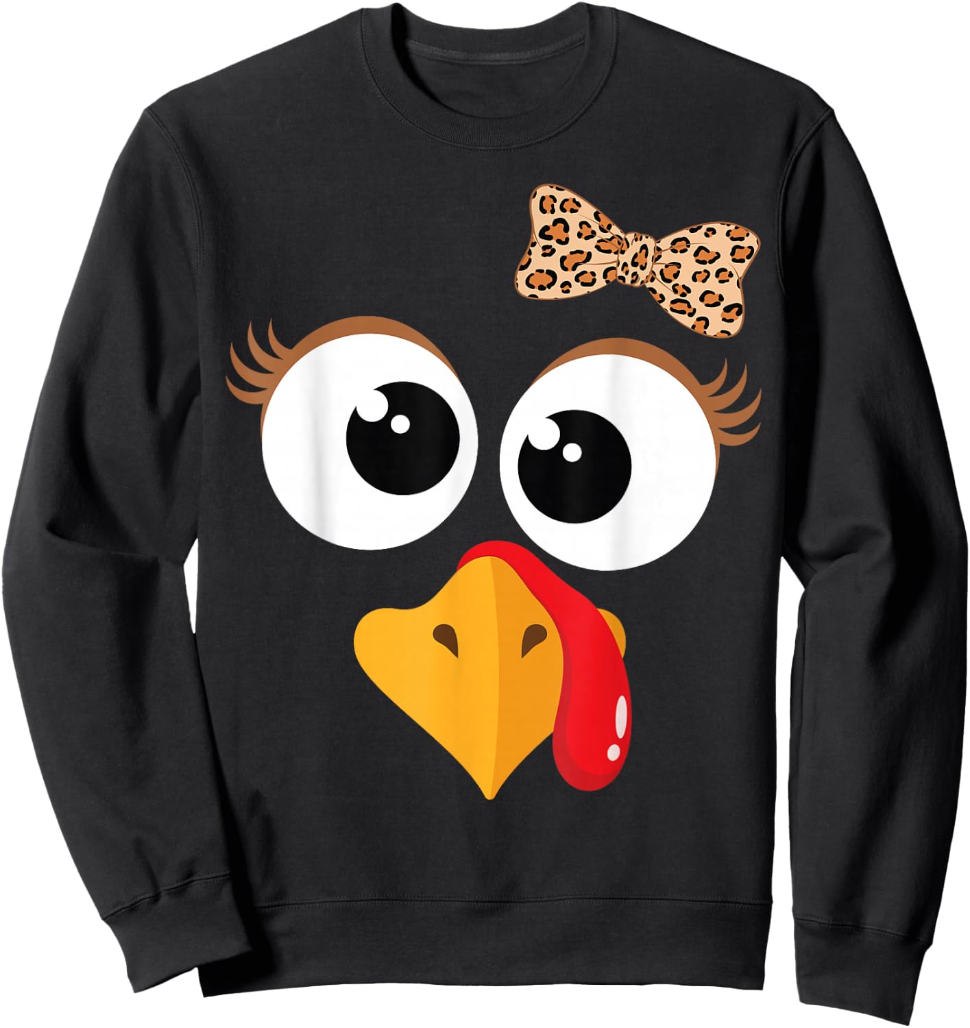 Funny Thanksgiving Turkey Face Costume Women Girl Sweatshirt - Sweatshirt | Black