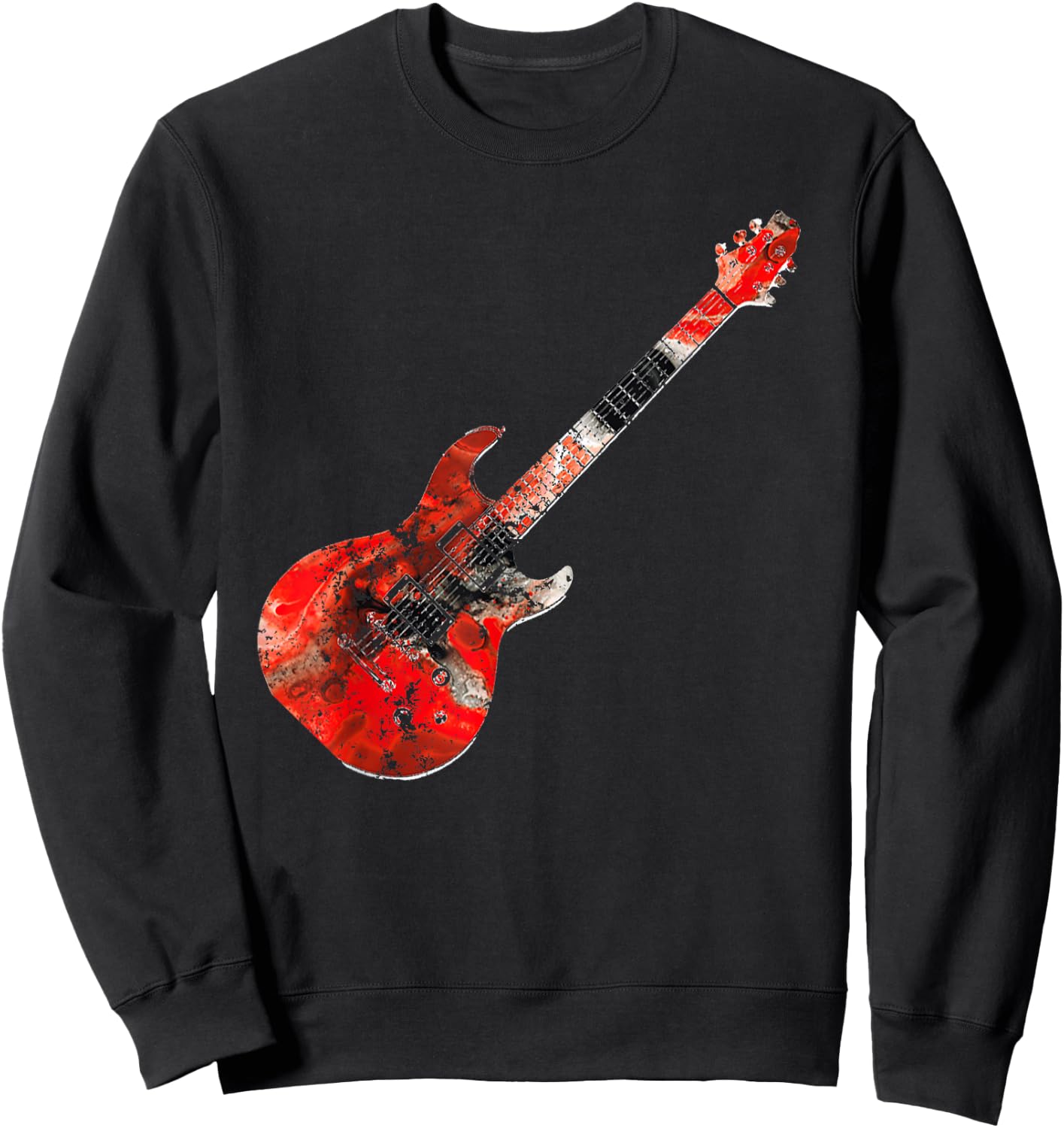 Playable Guitar Shirt Electric Guitar Colorful Abstract Sweatshirt - Sweatshirt | Black