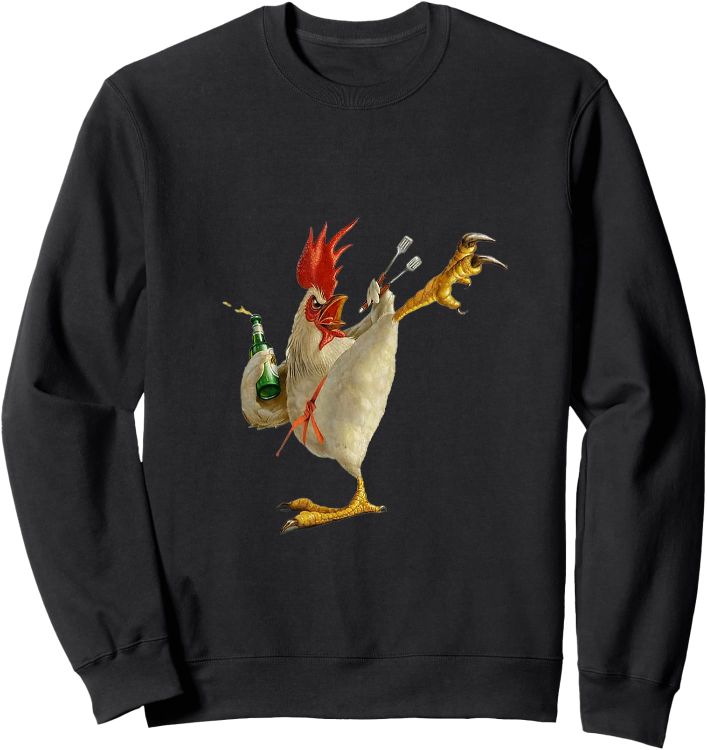 Funny Karate Chicken Action-Packed Humor Design Sweatshirt - Sweatshirt | Black