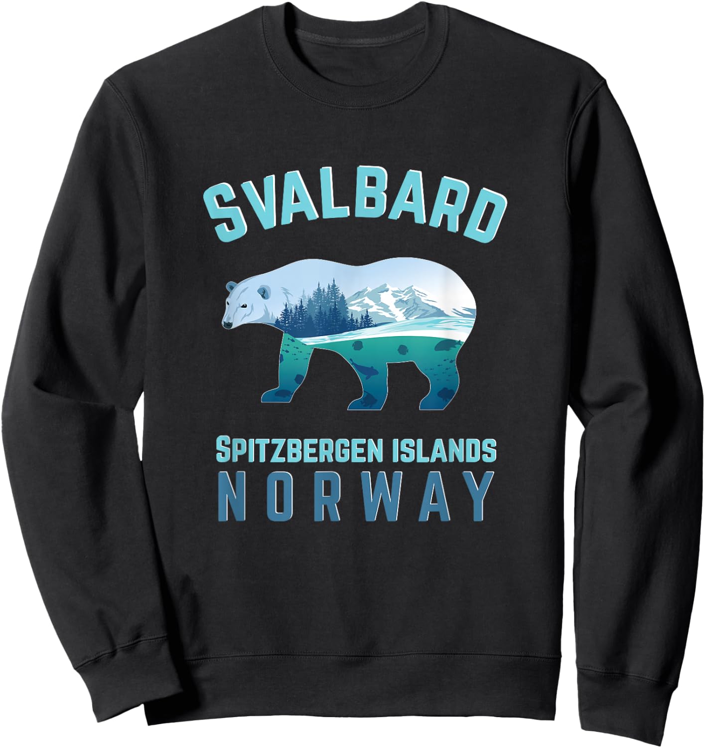 Svalbard Spitzbergen Islands Norway Fjords with Polar Bear Sweatshirt - Sweatshirt | Black