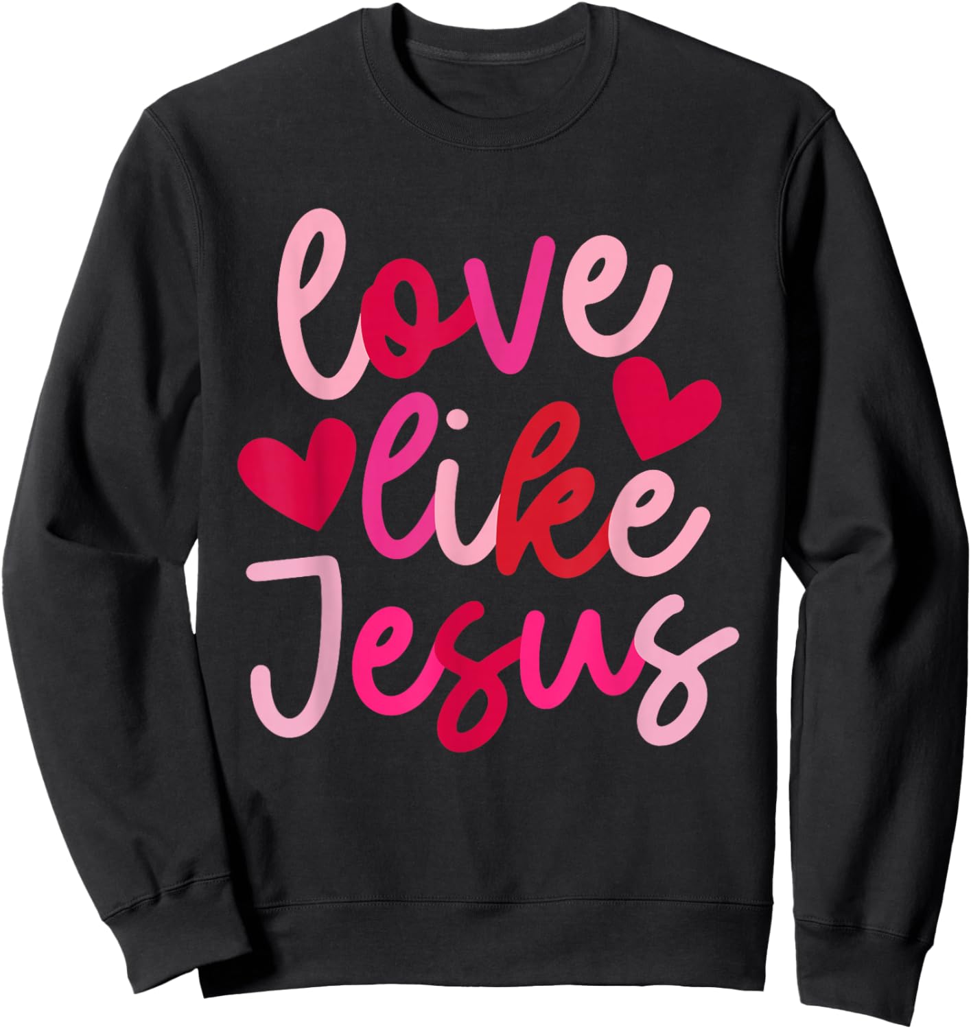 IZI POD Retro Love Like Jesus Coquette Heart Bow , -Adults, Black, Small, Short Sleeve, Valentine's Day Sweatshirt - Sweatshirt | Black