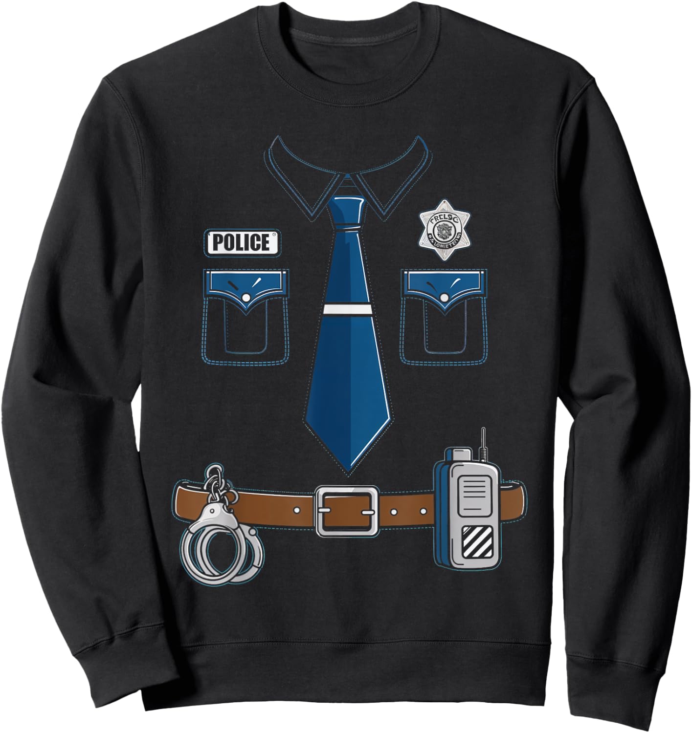 Police Costume Cop Uniform Officer Outfit Halloween Sweatshirt - Sweatshirt | Black