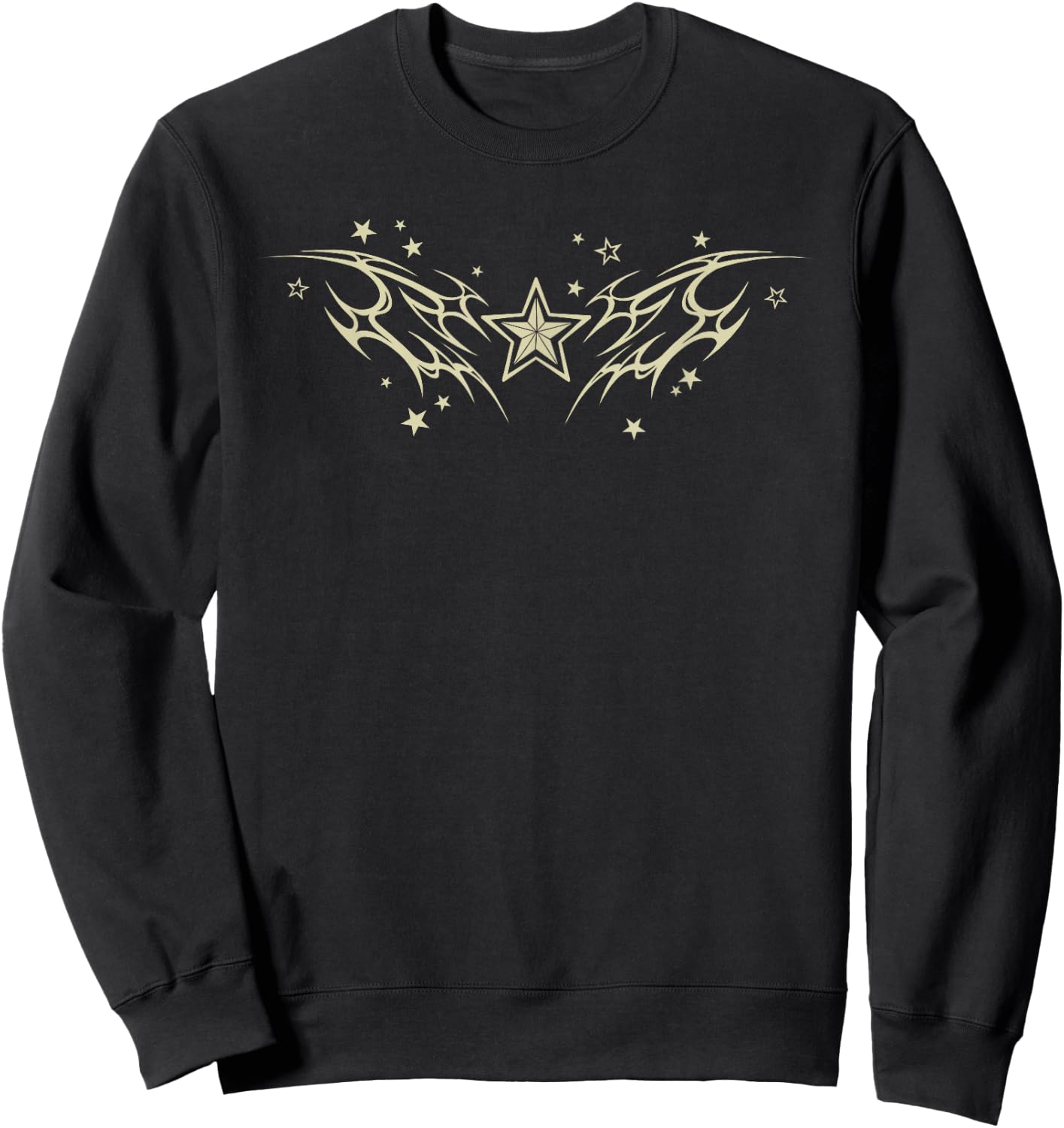 Y2K 90s Star Tattoo STYL Star Sweatshirt - Sweatshirt | Black