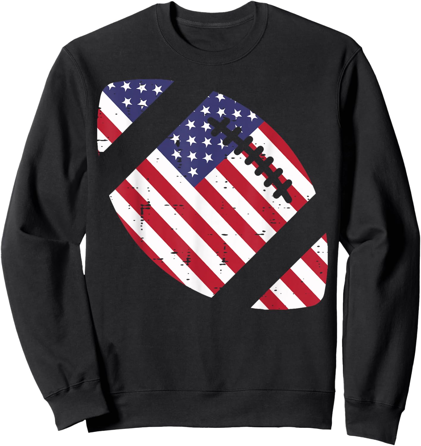American Football US Flag Vintage 4th Of July Patriotic Sweatshirt - Sweatshirt | Black