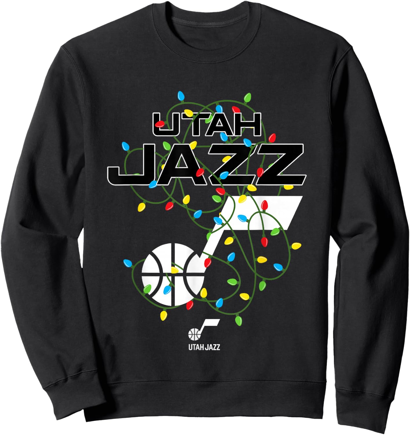 NBA Utah Jazz Christmas Lights Holiday Logo Sweatshirt - Sweatshirt | Black