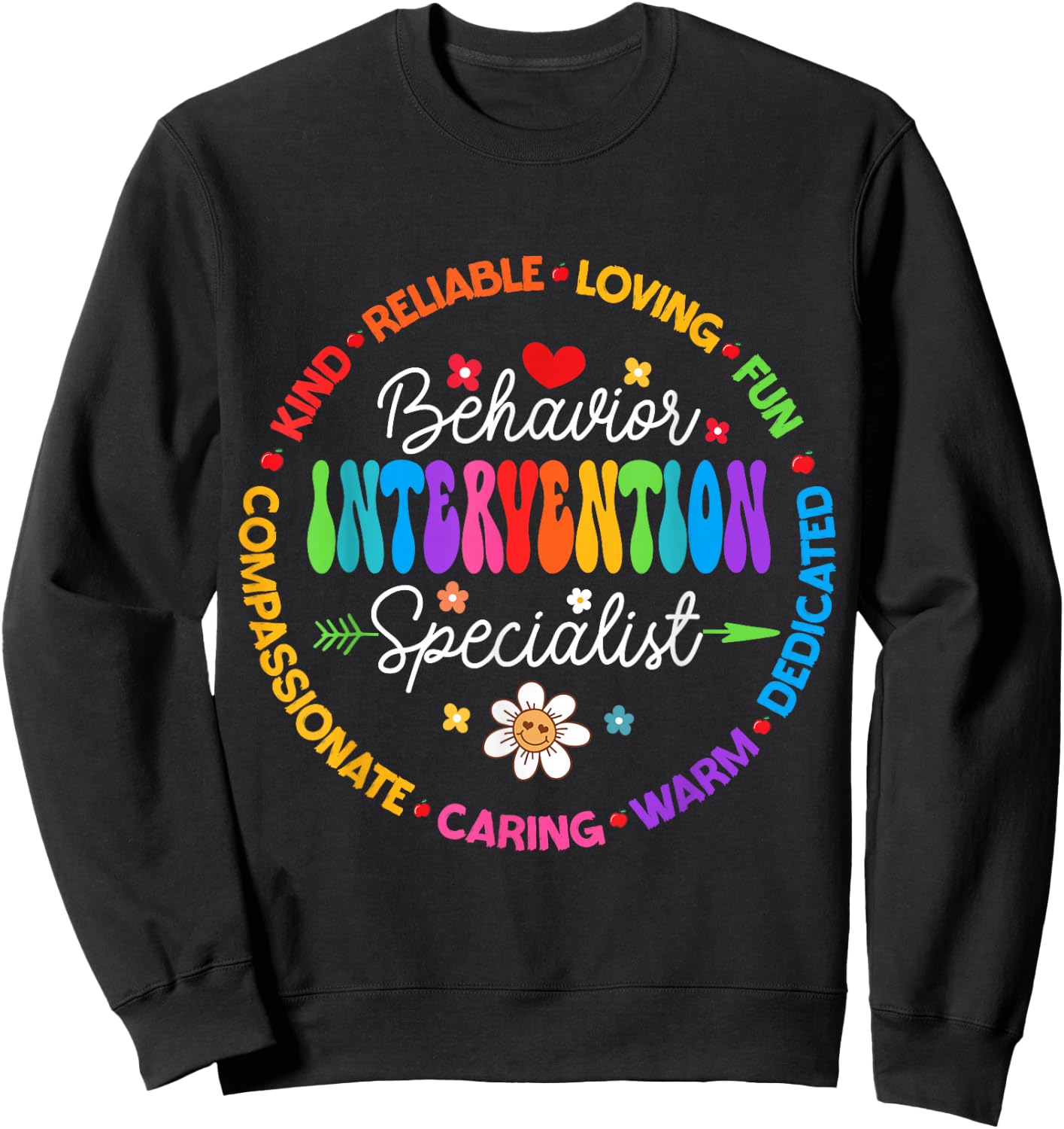 Groovy Behavior Intervention Specialist Back to School Sweatshirt - Sweatshirt | Black