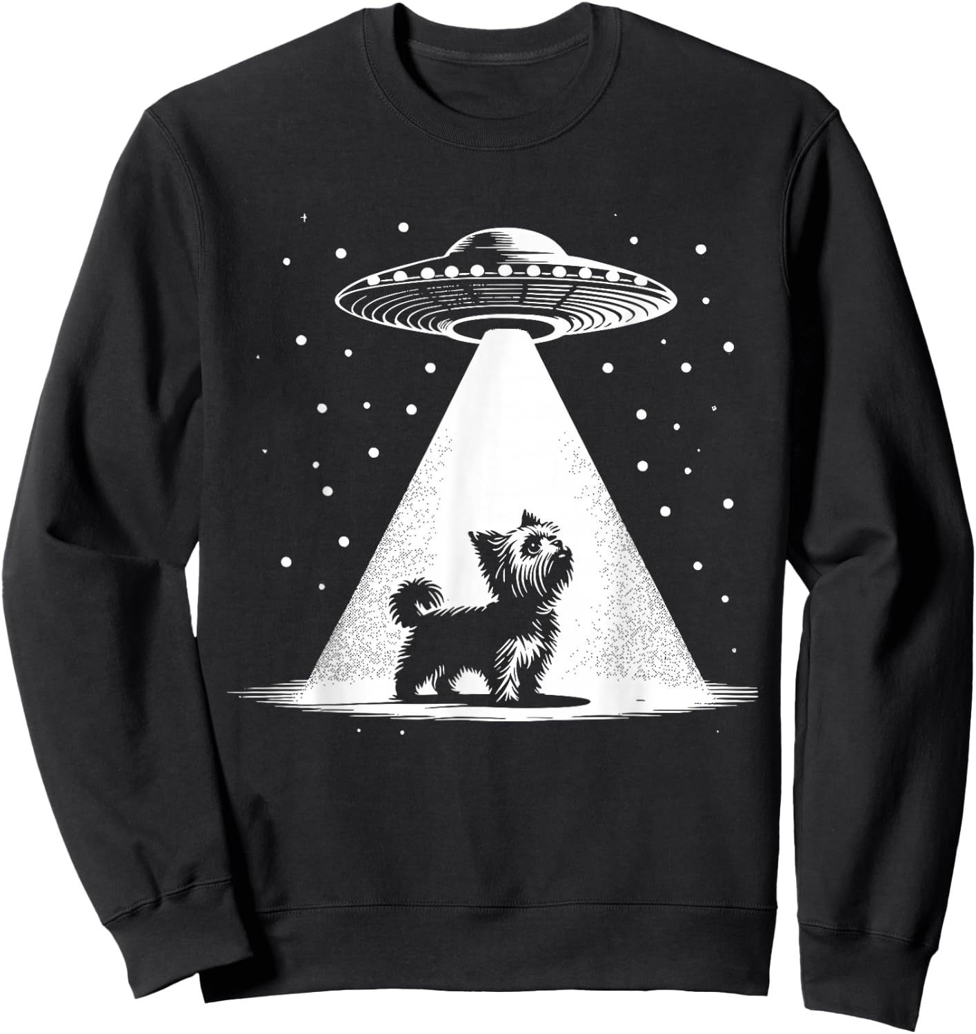 Teacup Yorkie Mom Dad Dog - Funny Alien UFO Men Women Sweatshirt - Sweatshirt | Black