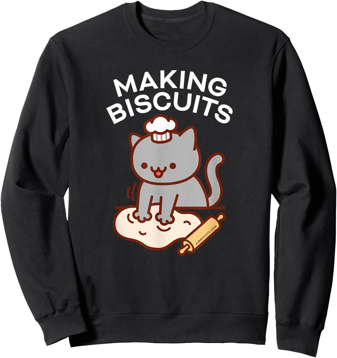 MAKING BISCUITS - Funny Cat Baker Chef Sweatshirt - Sweatshirt | Black