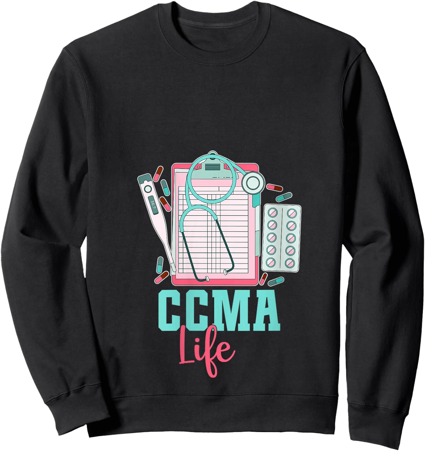 Certified Clinical Medical Assistant CCMA V-Neck Sweatshirt - Sweatshirt | Black