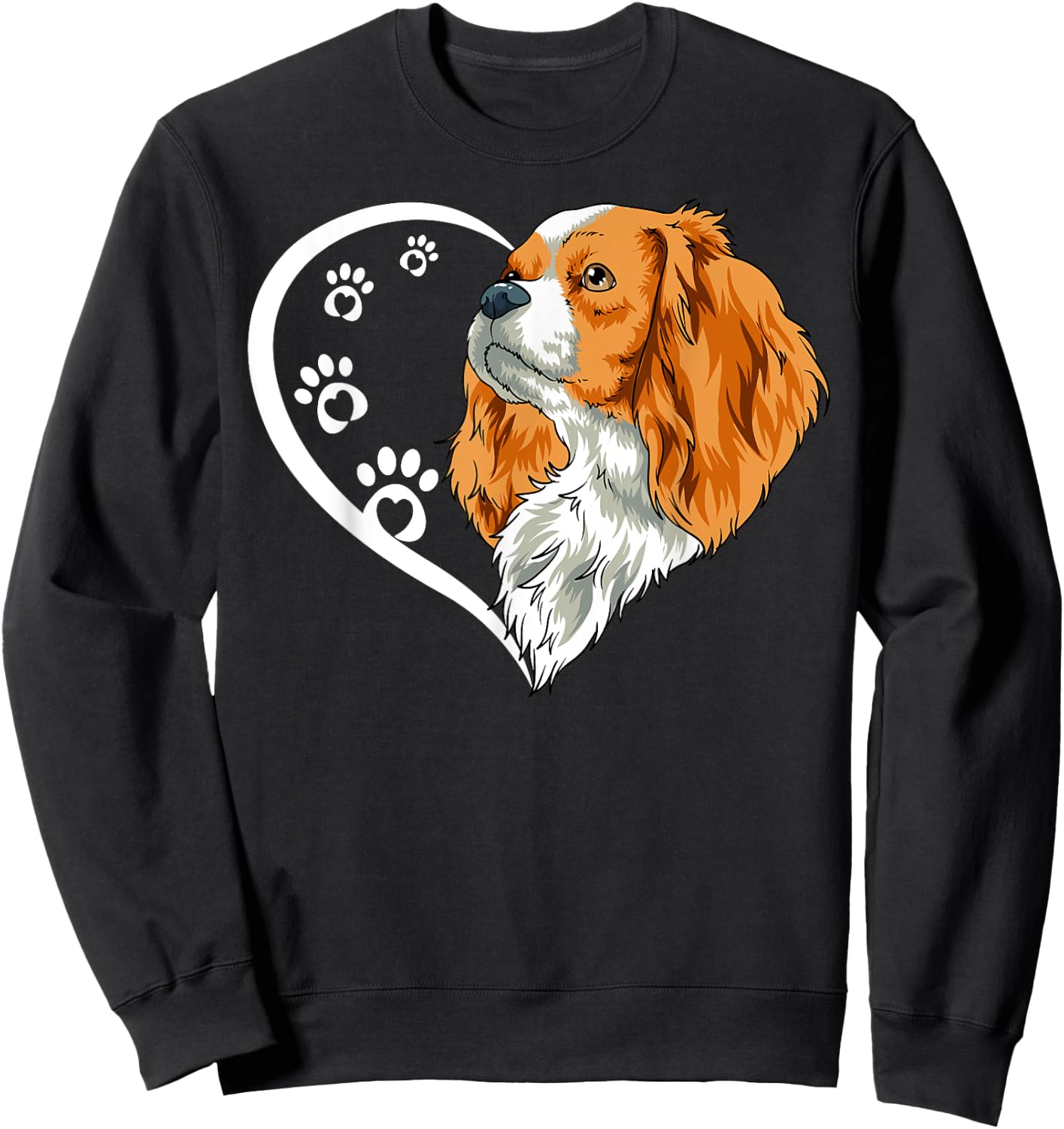 Cavalier King Charles Spaniel Shirts Girls Heart Sweatshirt - Sweatshirt | Black
