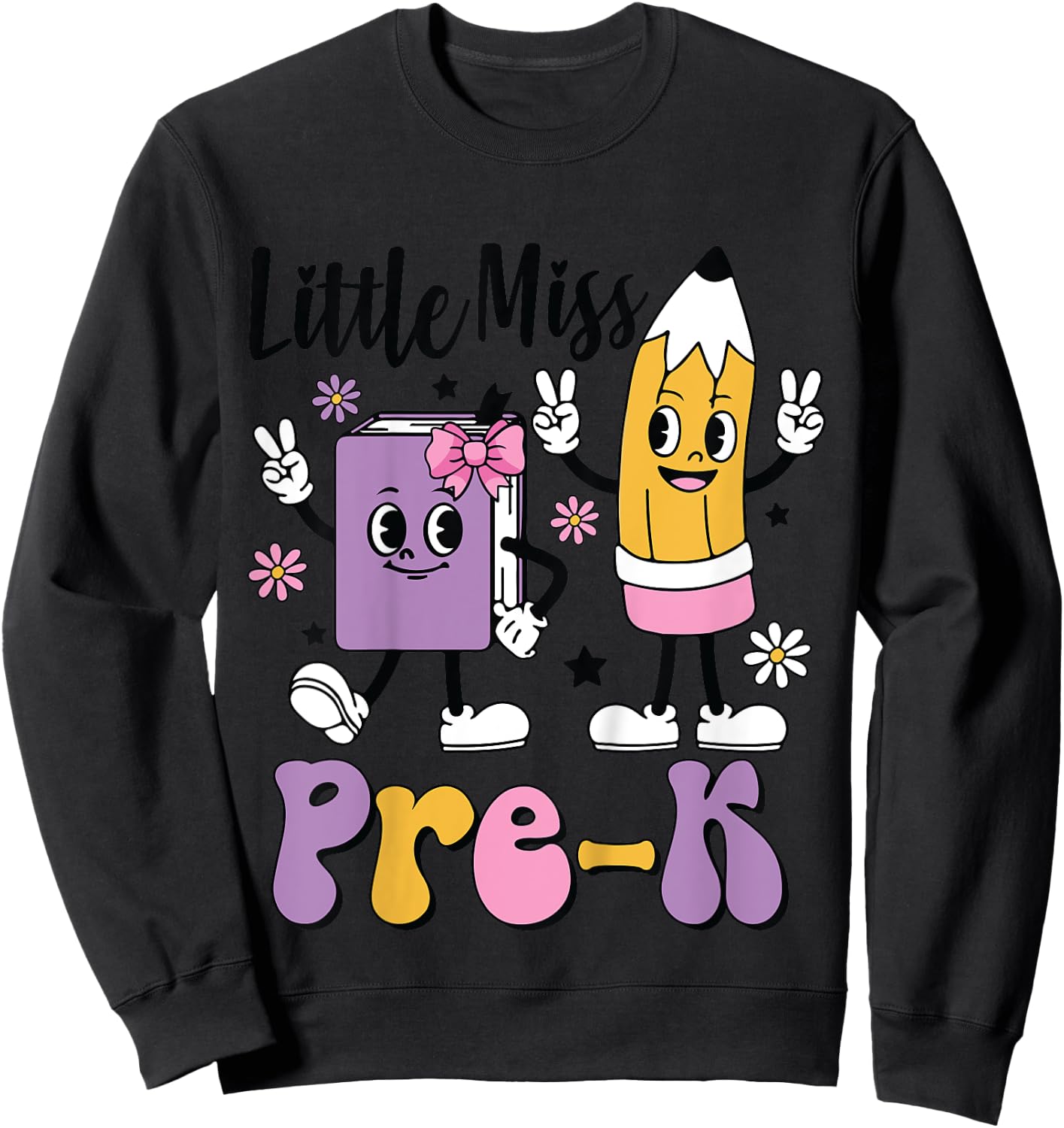 Little Miss Pre-K Kindergarten School toddler Girls Youth Sweatshirt - Sweatshirt | Black