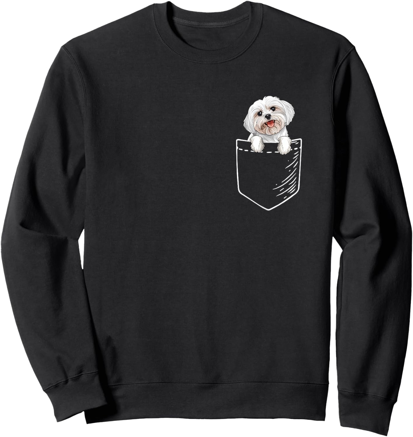 Funny Cute & Kids Pocket Maltese Lover Sweatshirt - Sweatshirt | Black