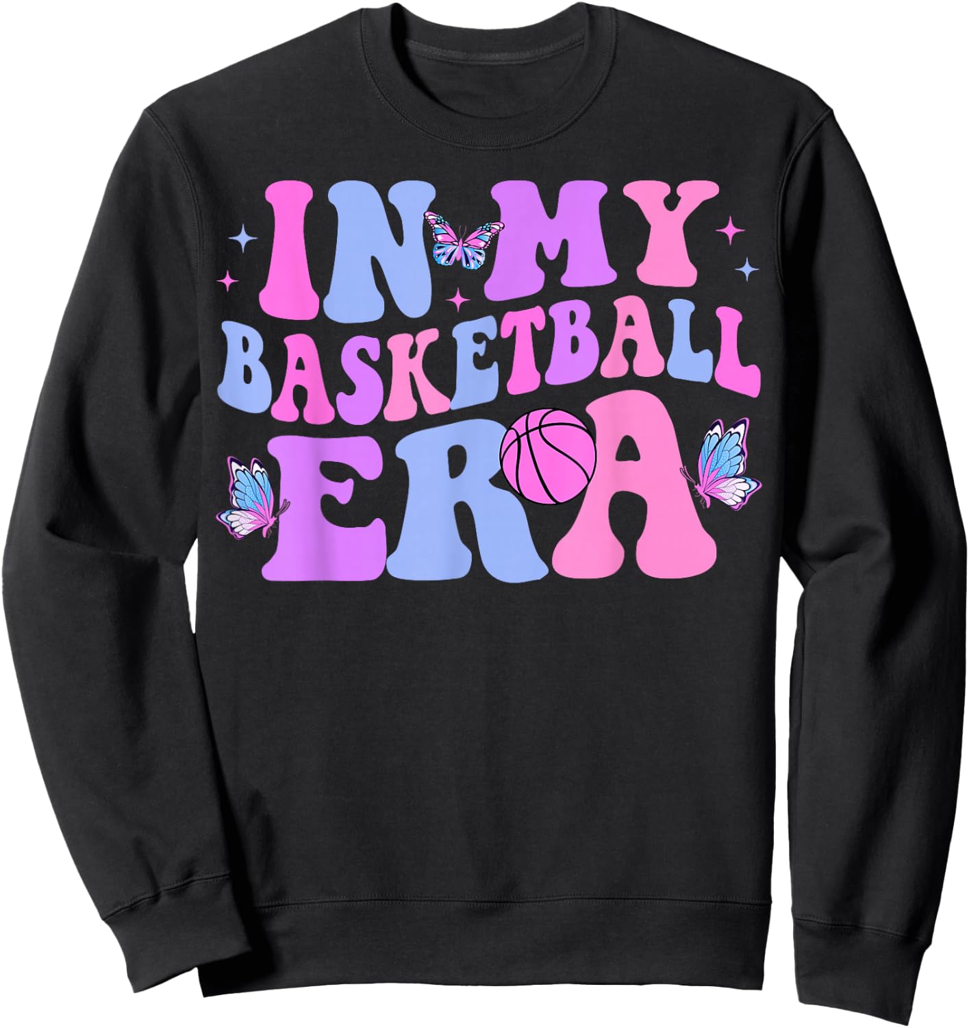 in My Basketball Era Groovy Basketball Sweatshirt - Sweatshirt | Black