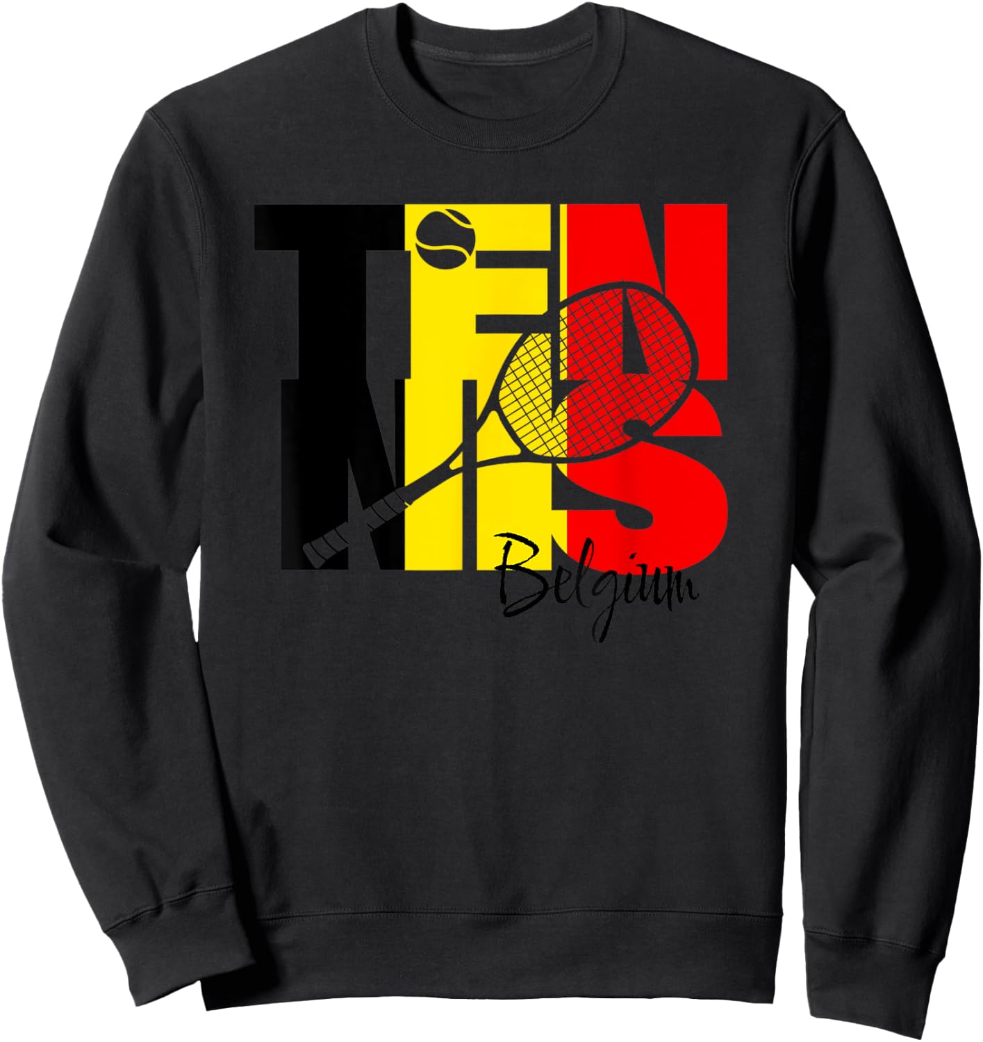 Belgian Tennis Player Belgium Flag Brussels Court Sports Fan Sweatshirt - Sweatshirt | Black