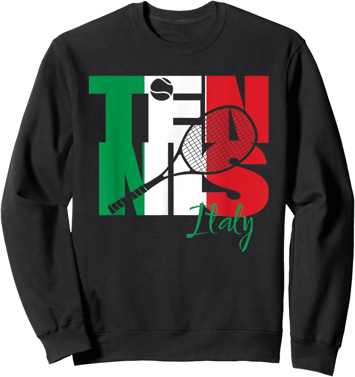 Italian Tennis Player Love Italy Republic National Flag Art Sweatshirt - Sweatshirt | Black