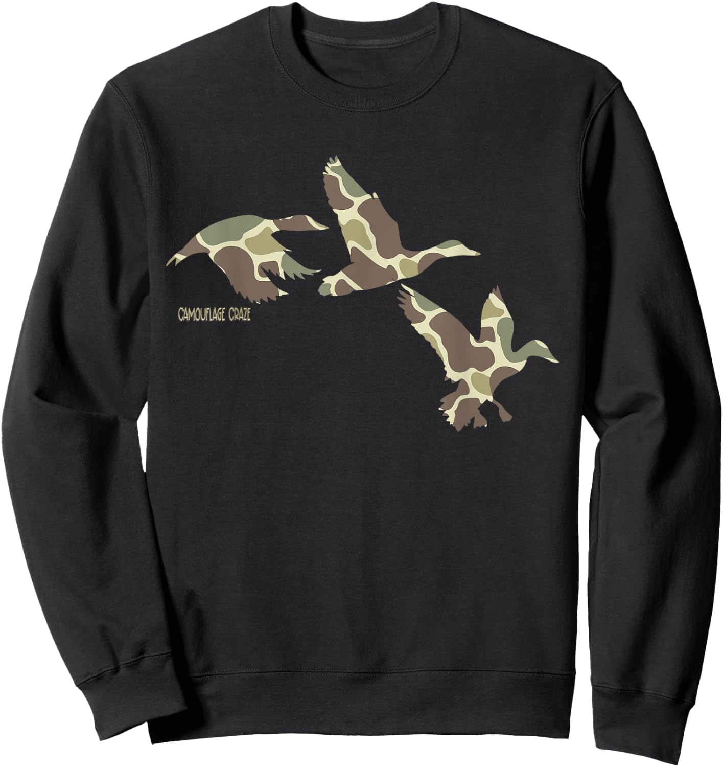 Flying Mallard Duck Camouflage Camo Duck Hunting Camo Hunter Sweatshirt - Sweatshirt | Black