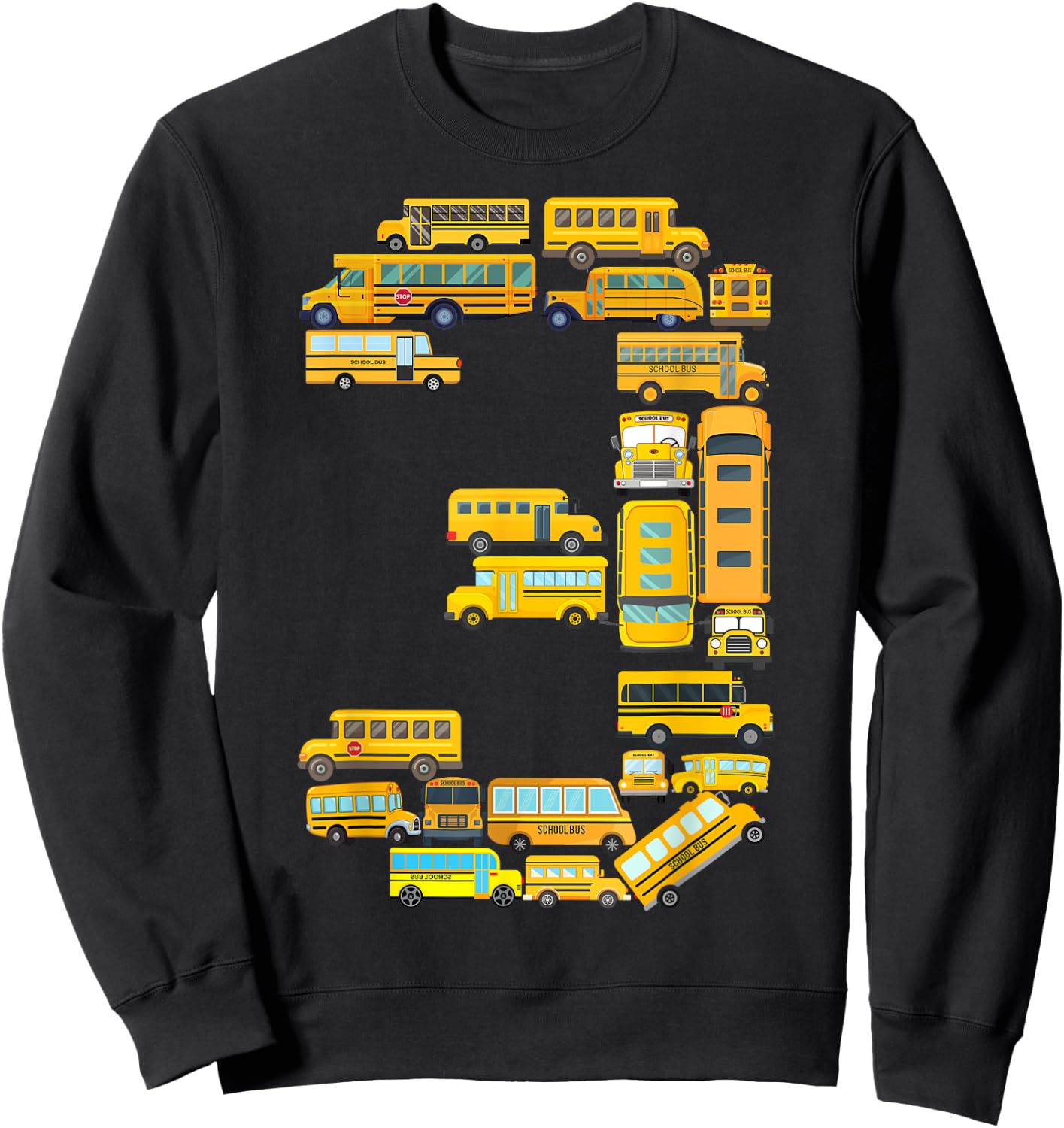 Toddler 3rd Birthday School Bus Themed 3 Year Old Boys Kids Sweatshirt - Sweatshirt | Black
