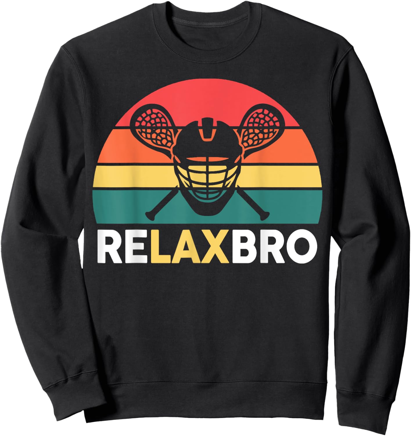 Boys Lacrosse-Shirt Men Youth Funny Lax Relaxbro Lacrosse Sweatshirt - Sweatshirt | Black