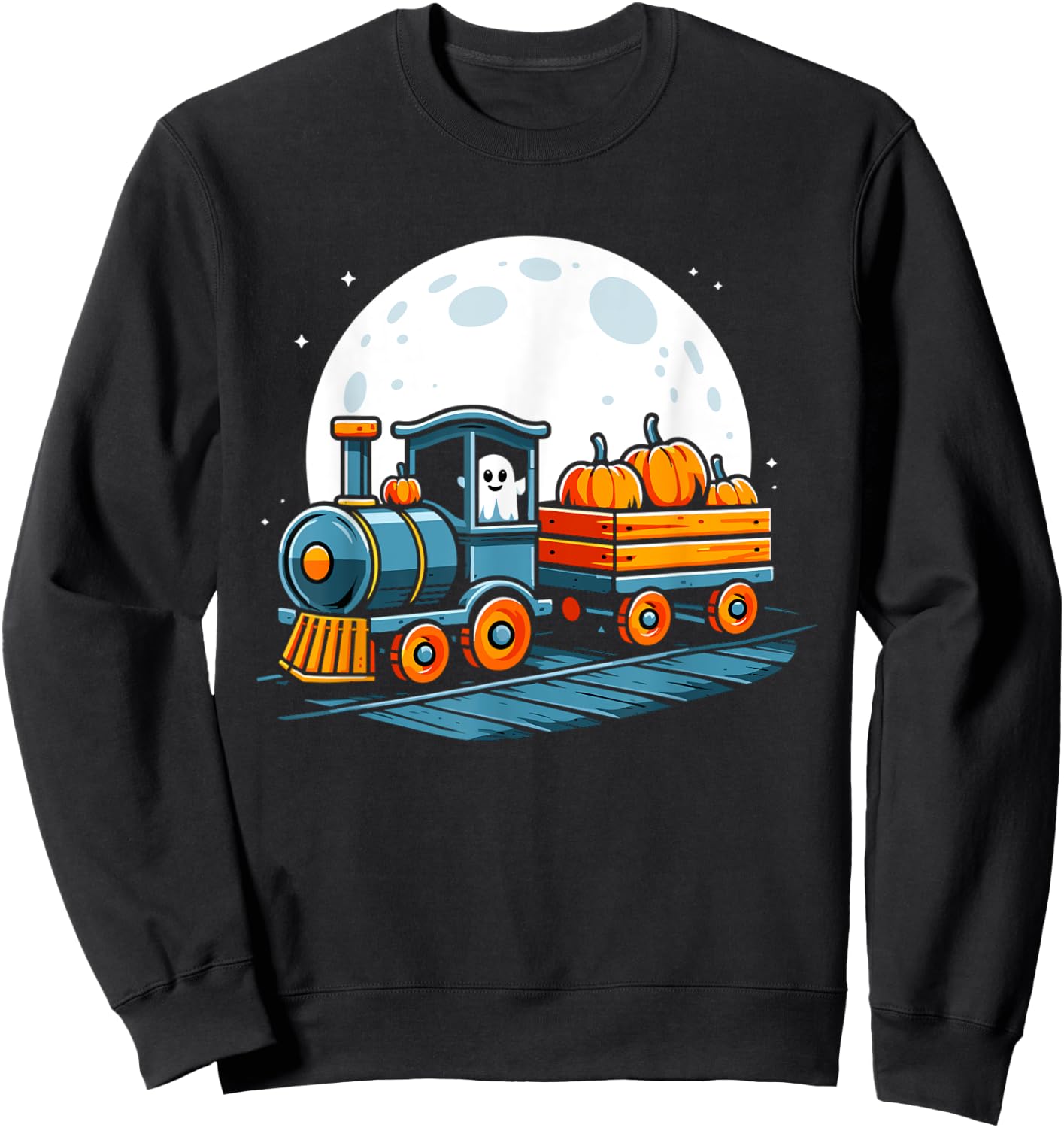 Halloween Train Funny Ghost Pumpkin For Kids Sweatshirt - Sweatshirt | Black
