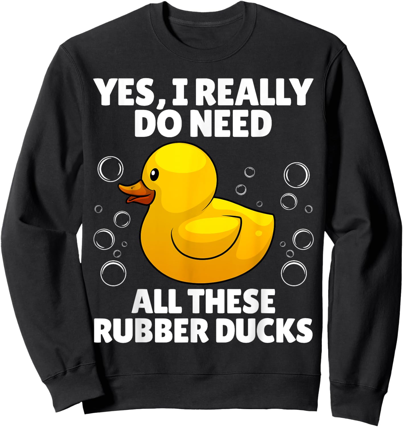 Rubber Duck Art Women Yellow Rubber Ducky Duck Lover Sweatshirt - Sweatshirt | Black