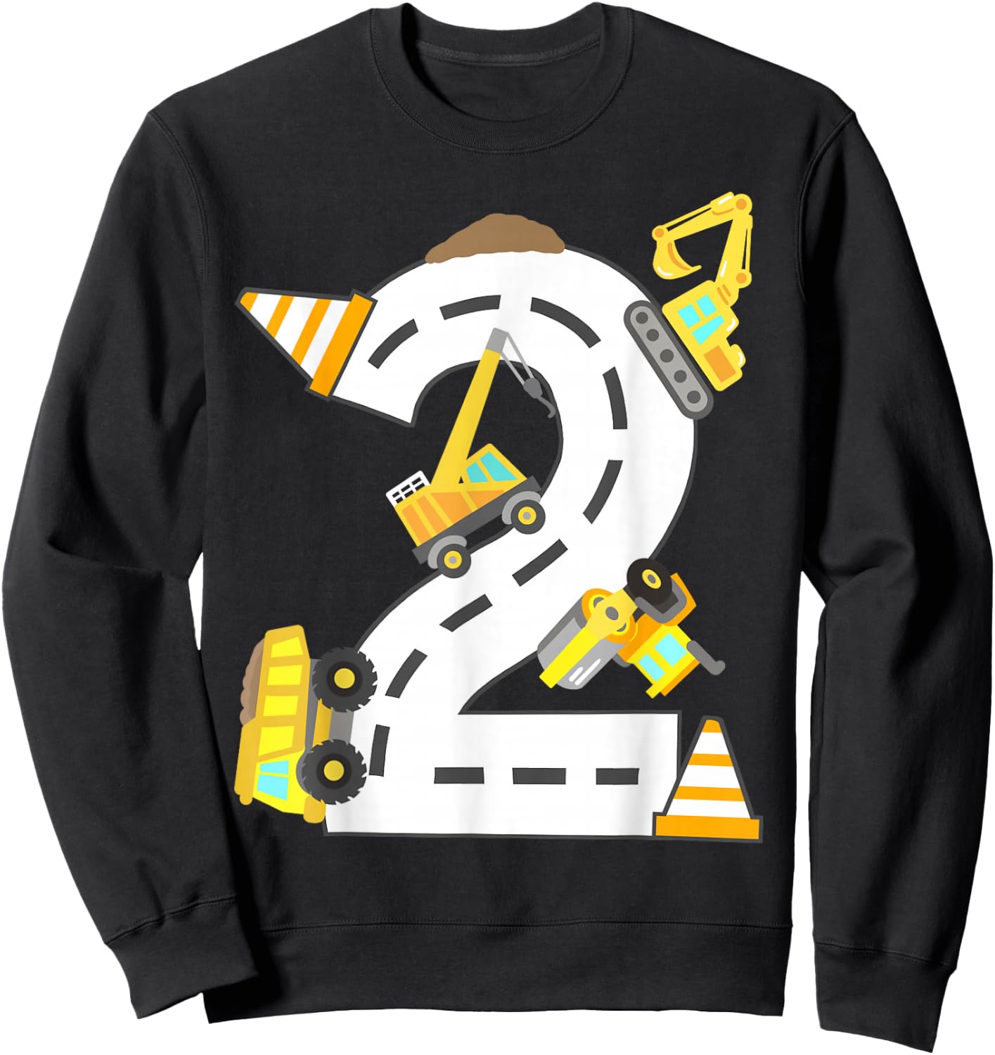 2nd Construction Birthday Party Excavator Boys 2 Years Old Sweatshirt - Sweatshirt | Black