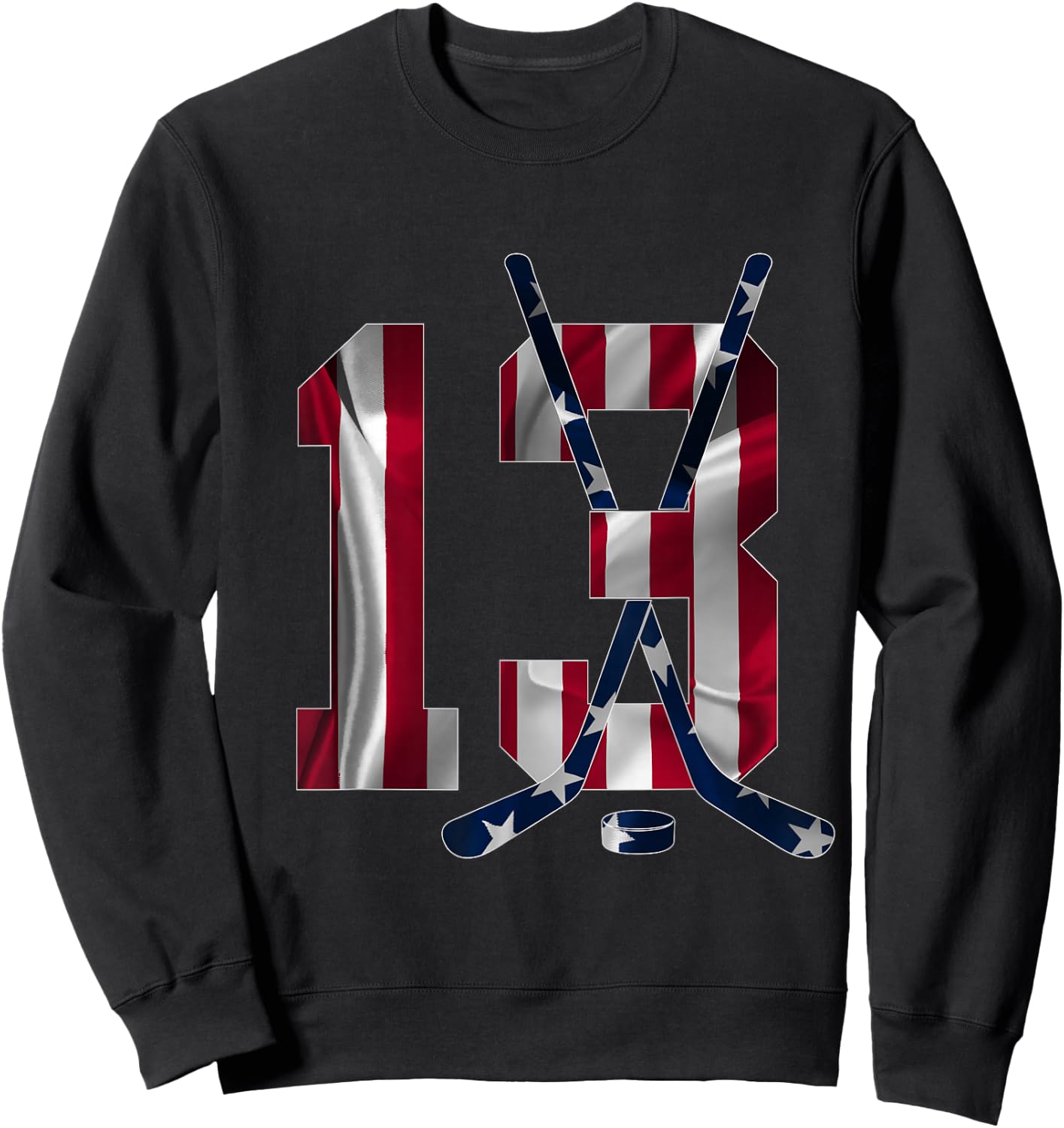 Number 13 Years Ice Hockey 13th Birthday Sweatshirt - Sweatshirt | Black