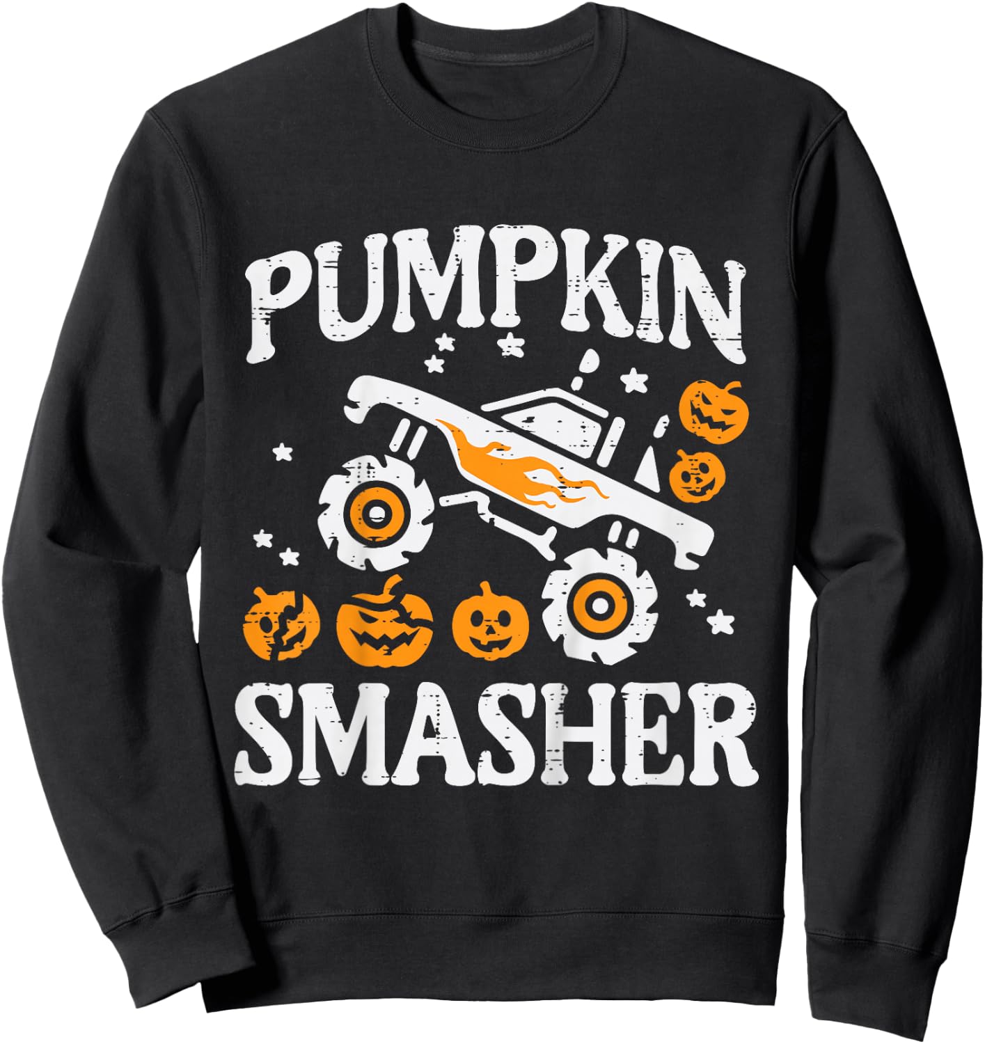 Kids Halloween Monster Truck Pumpkin Smasher Costume Toddler Boys Sweatshirt - Sweatshirt | Black