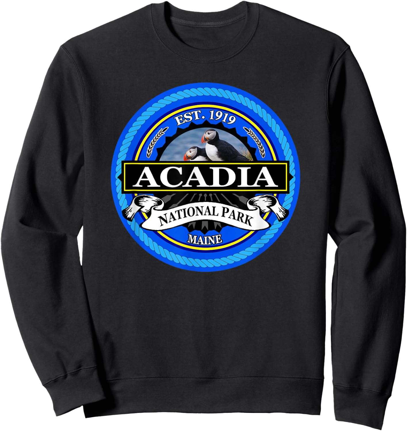 Acadia National Parks Puffins Sweatshirt - Sweatshirt | Black