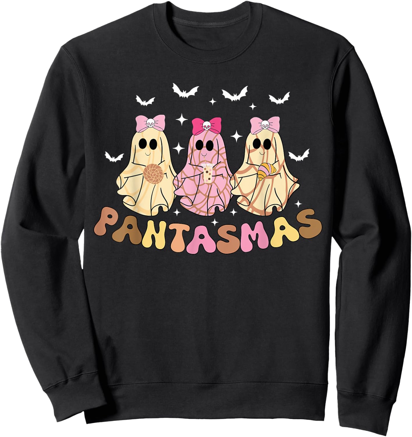 Pantasmas Funny Conchas Mexican Halloween Spooky ghosts Sweatshirt - Sweatshirt | Black