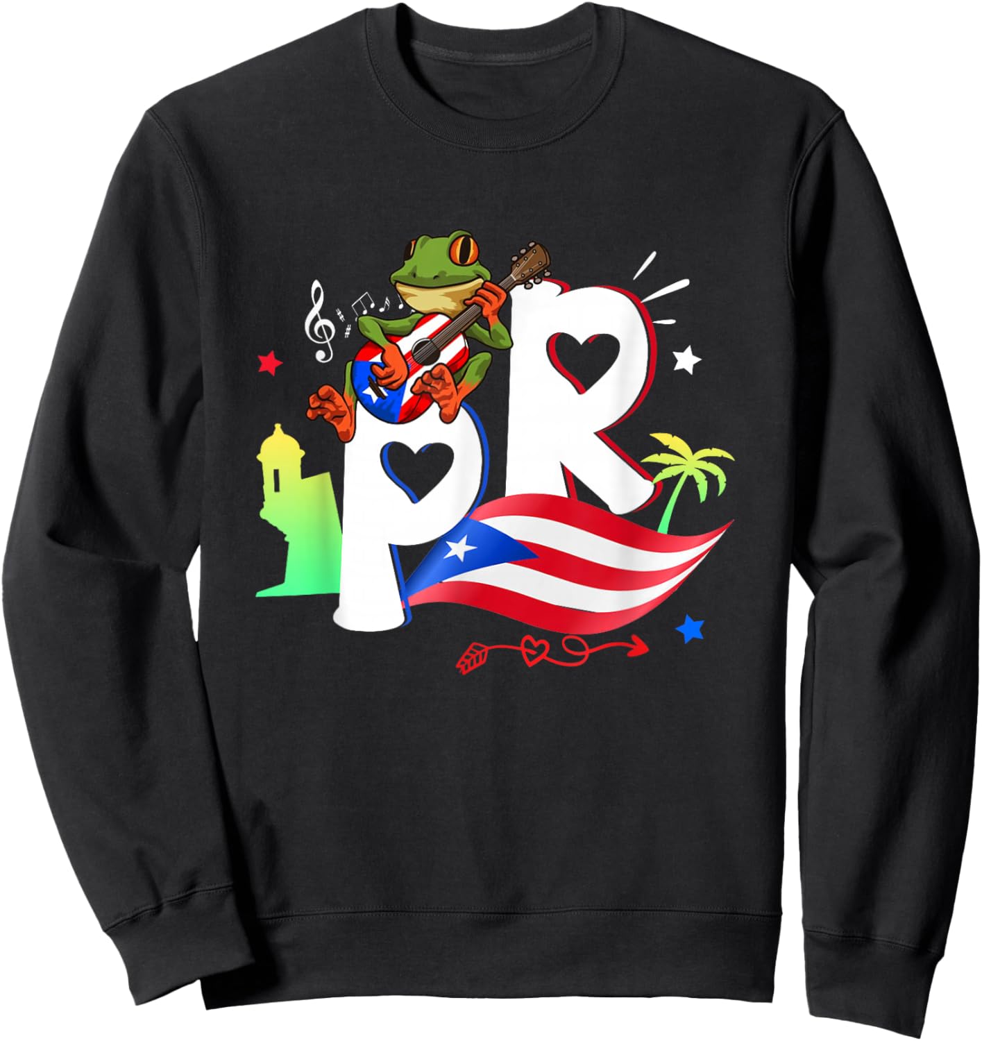 Puerto Rican Heart Perto Rico Flag Boricua Puertorro Sweatshirt - Sweatshirt | Black