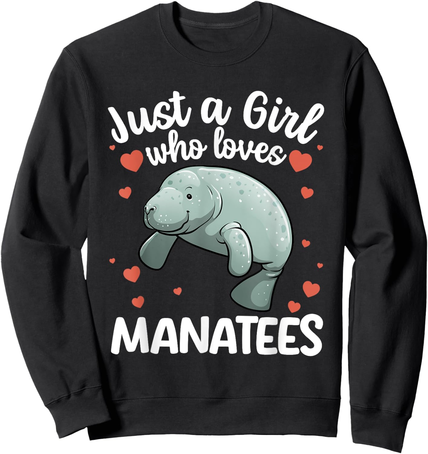 Cool Manatee Art Girls Kids Ocean Dugong Manatee Sweatshirt - Sweatshirt | Black