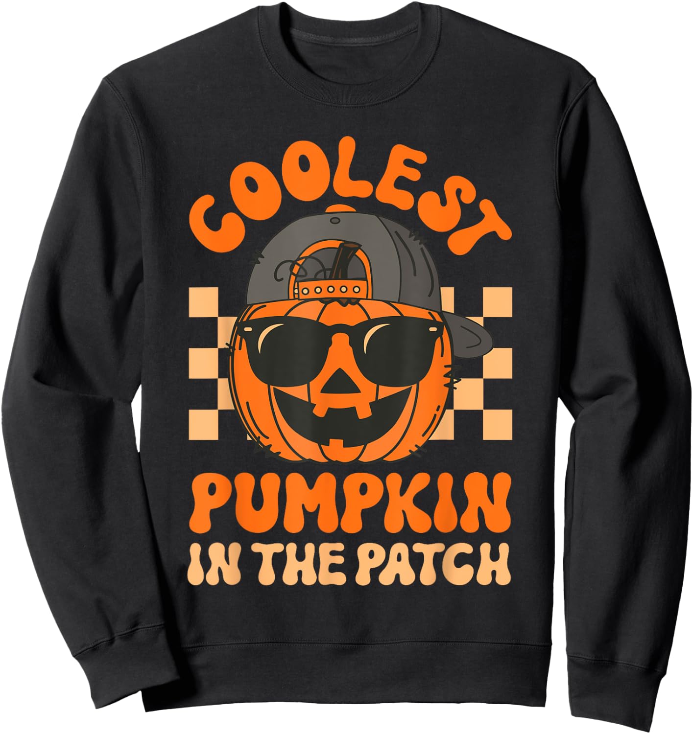 Groovy Coolest Pumpkin In The Patch Halloween For Boys Kids Sweatshirt - Sweatshirt | Black