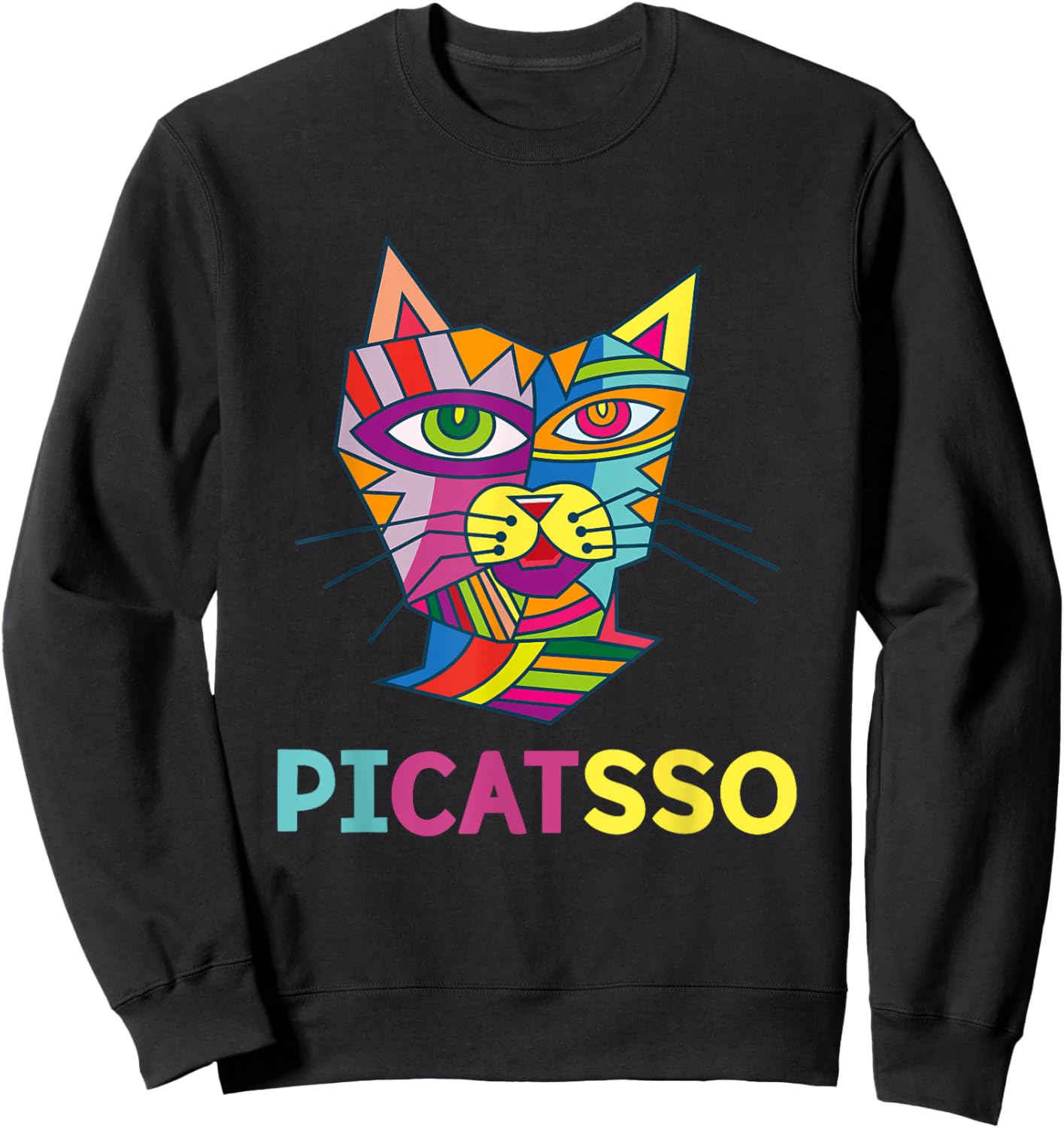 Picatsso Art Kitty | Art Teacher- Students Gift Men Women Kids Sweatshirt - Sweatshirt | Black