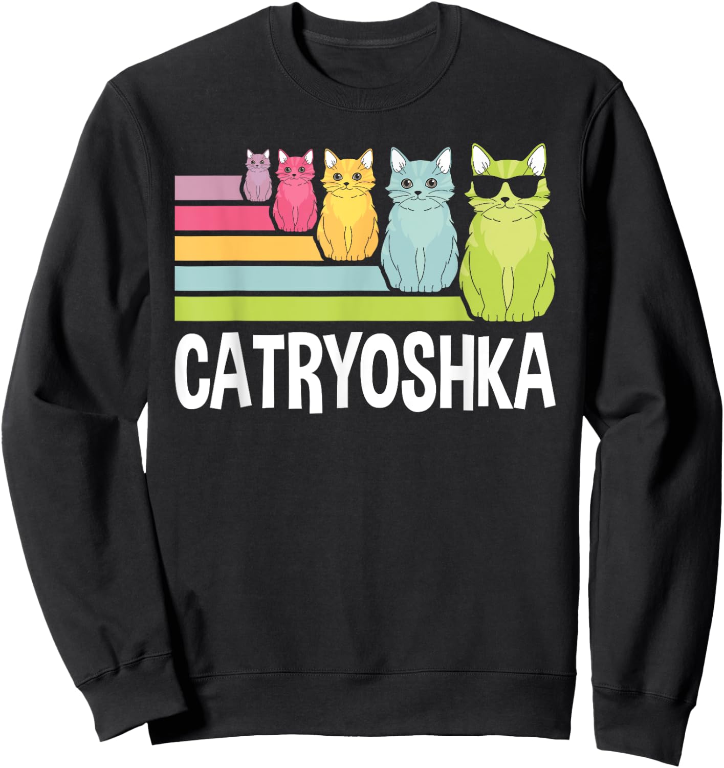 Catryoshka Cute Cats Matryoshka Russian Nesting Doll Sweatshirt - Sweatshirt | Black
