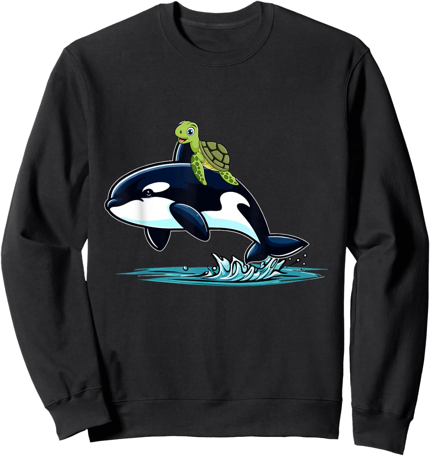 Turtle Riding Orca Costume Sea Animal Lover Kids Toddler Sweatshirt - Sweatshirt | Black