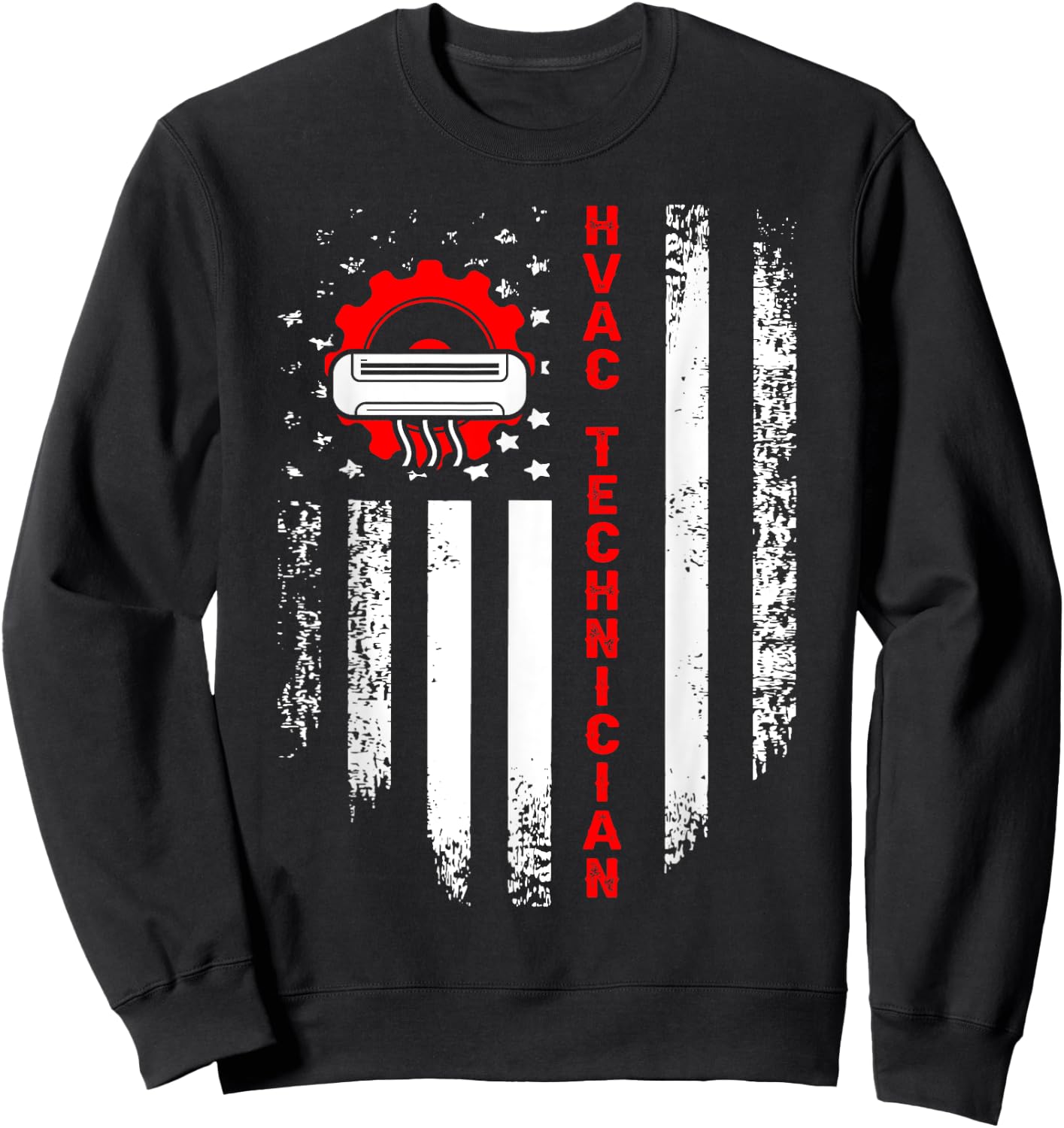 HVAC Technician USA Flag Mechanic Repairman Sweatshirt - Sweatshirt | Black