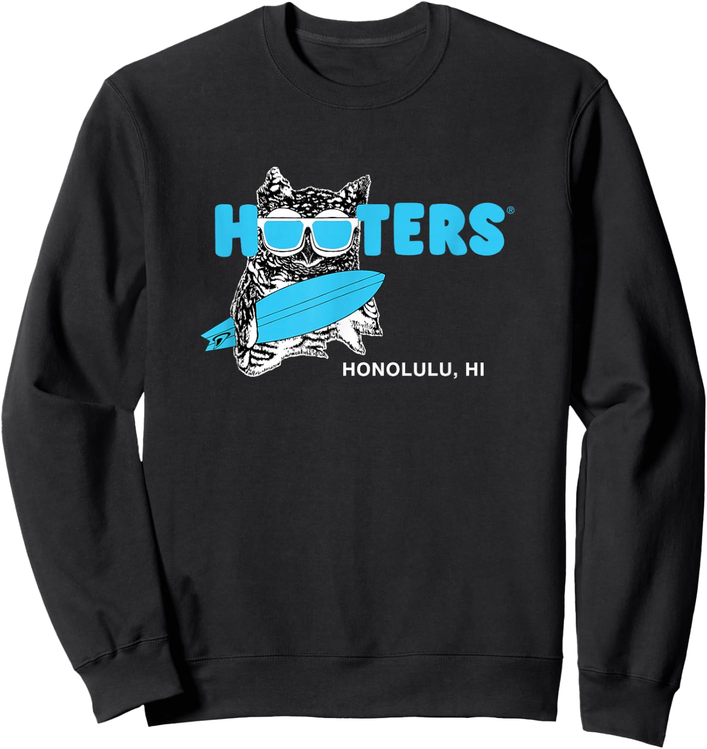 Hooters Honolulu Hawaii Surfing Hootie The Owl Restaurant Sweatshirt - Sweatshirt | Black