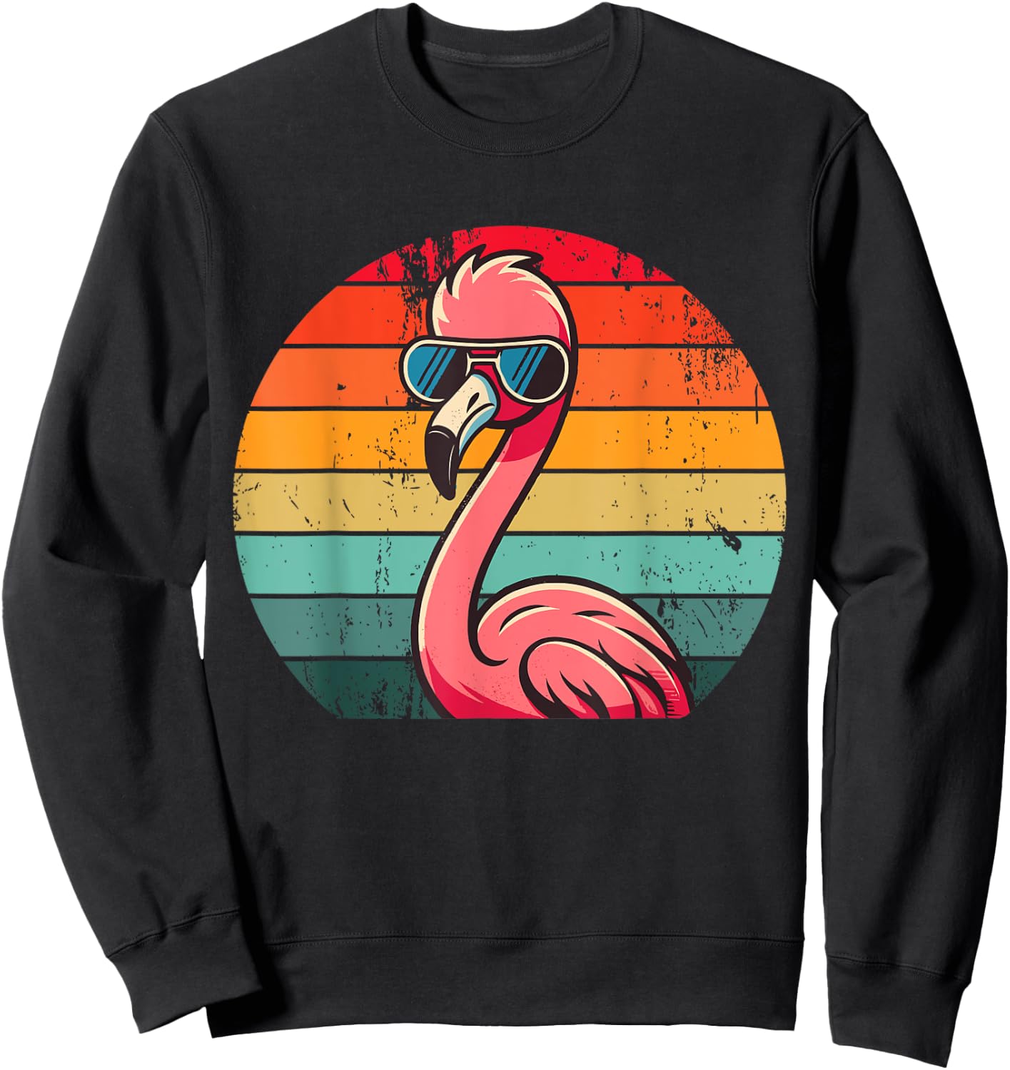 Pink Flamingo in Sunglasses Men Women Kids Funny Flamingo Sweatshirt - Sweatshirt | Black