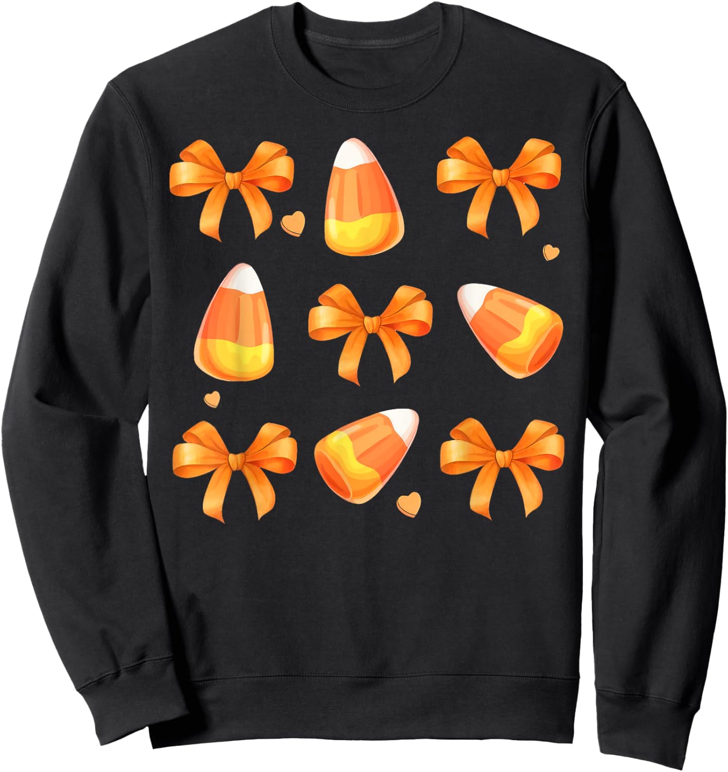 Coquette Bow Candy Corn Retro Halloween Women Kids Sweatshirt - Sweatshirt | Black