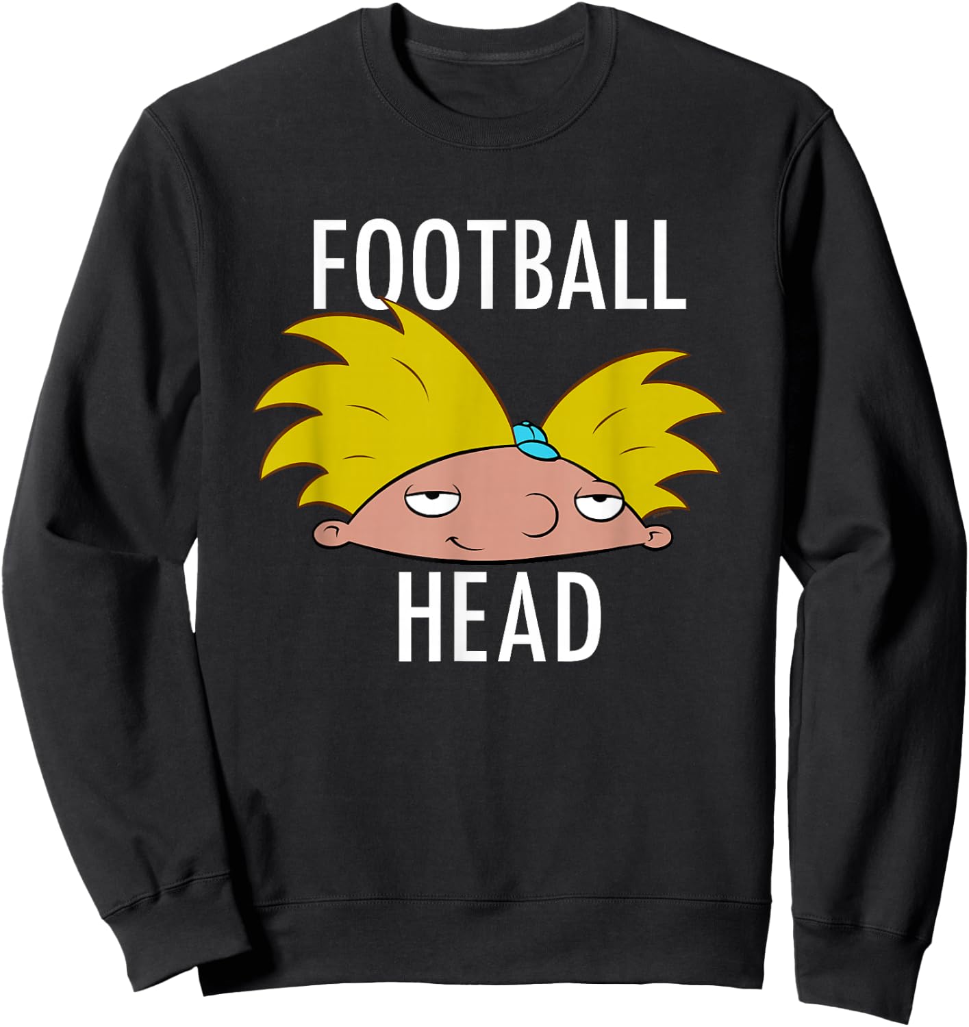 Hey Arnold! Iconic Arnold Football Head Big Chest Portrait Sweatshirt - Sweatshirt | Black