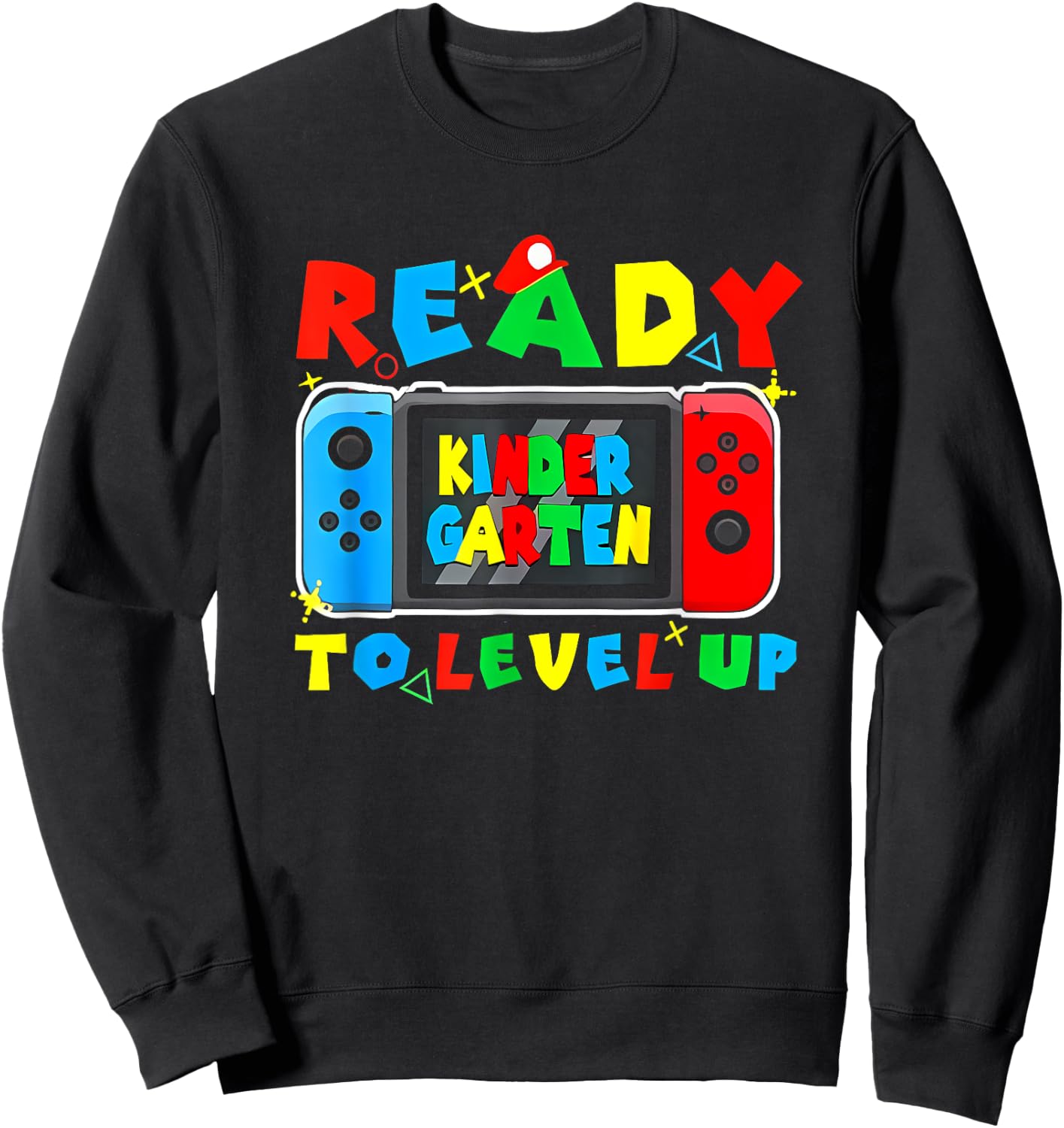Retro Back To School Kindergarten Ready To Level Up Gamer Sweatshirt - Sweatshirt | Black