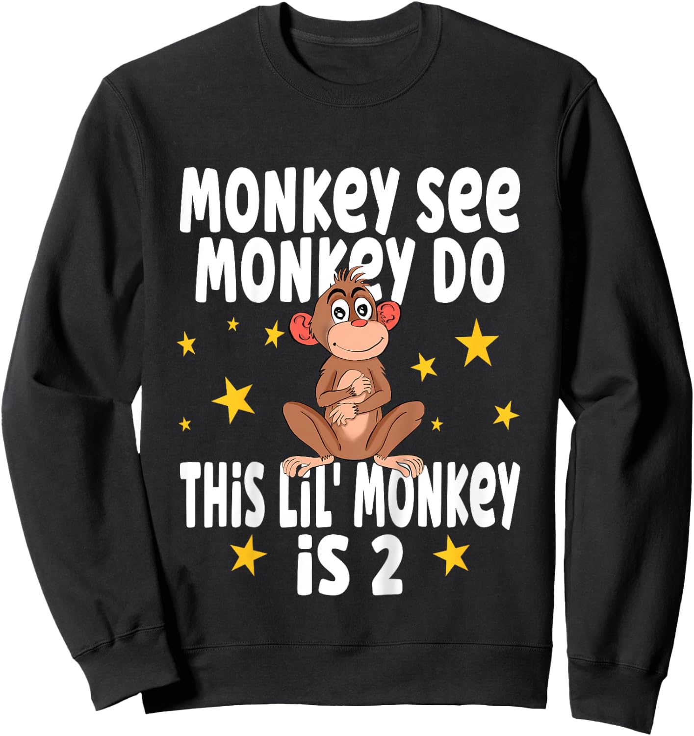 Kids Monkey See Monkey Do This Lil Monkey Is 2 Birthday Party Sweatshirt - Sweatshirt | Black