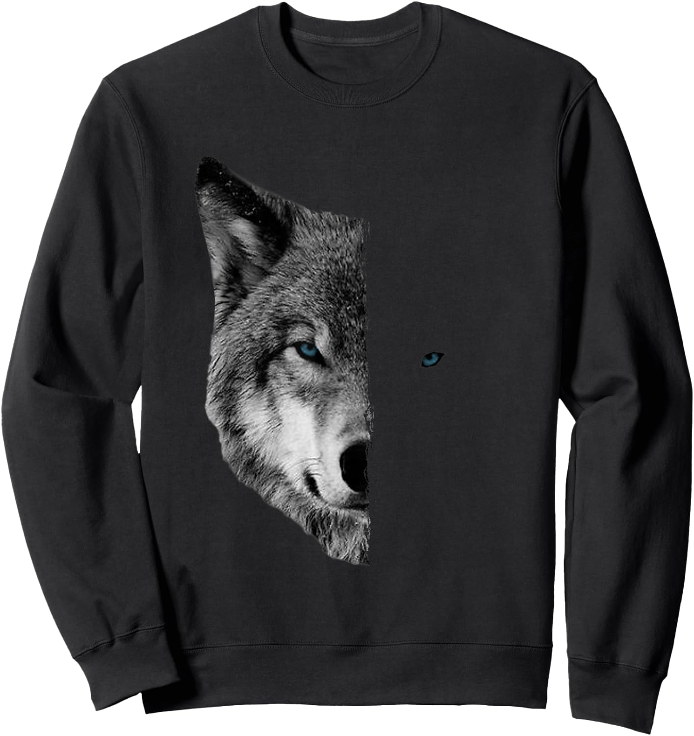 Wolf - Split Face Wolf Shirts Magical Wolves Sweatshirt - Sweatshirt | Black