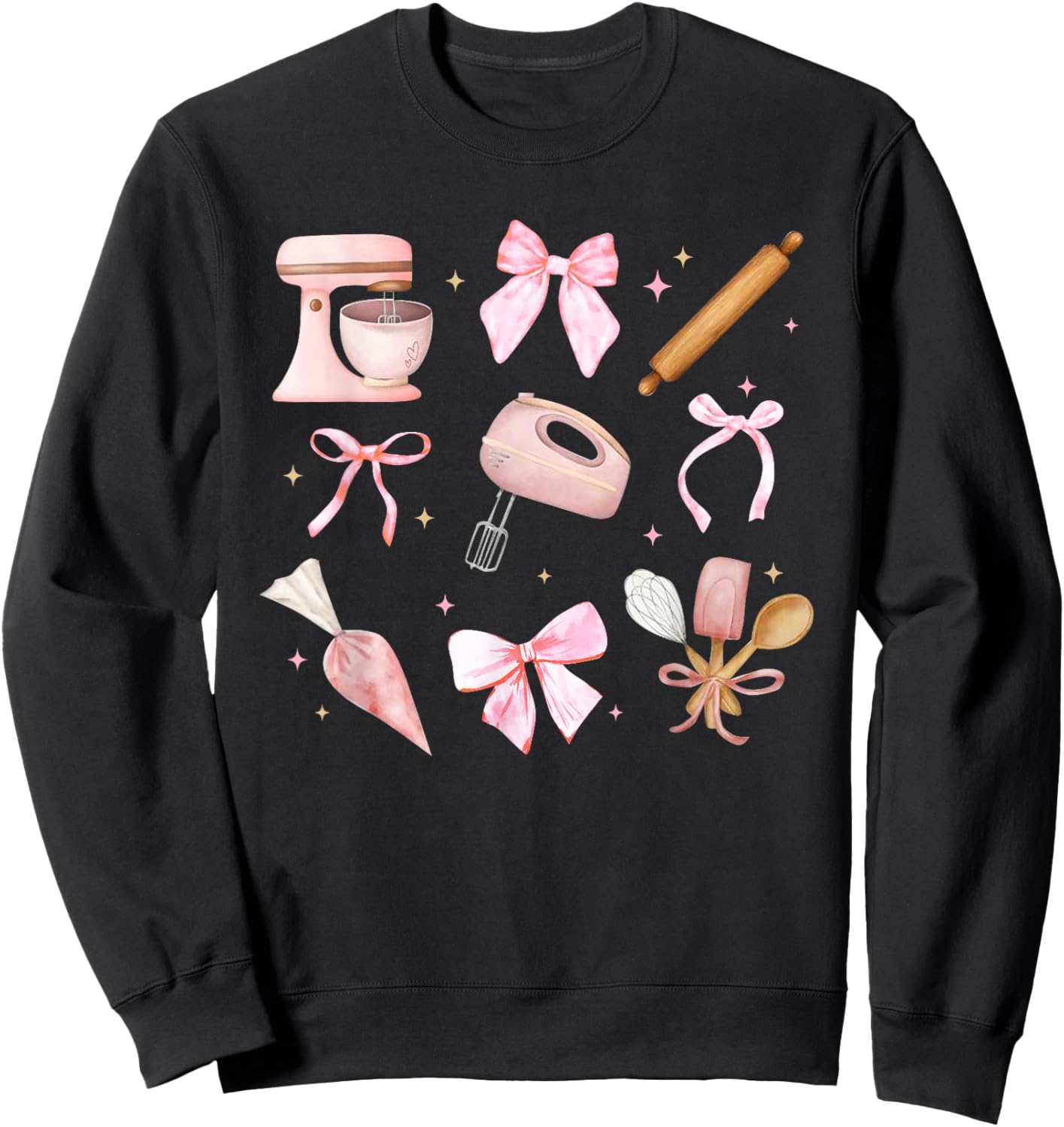 Cute Baking Coquette Pink Bow Cookie Pastry Baker Soft Girl Sweatshirt - Sweatshirt | Black