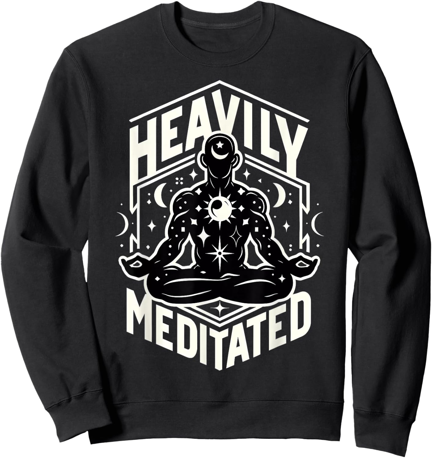 Heavily Meditated Funny Men's Meditation Mindfulness Yoga Sweatshirt - Sweatshirt | Black