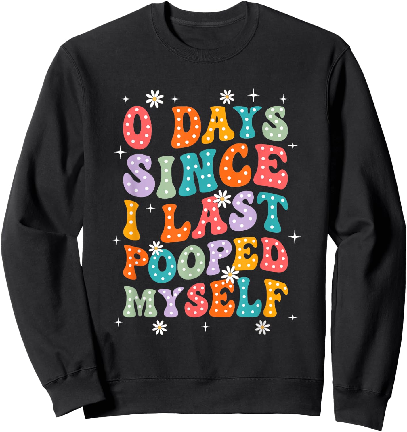 0 Days Since I Last Pooped Myself Funny Adult Humor Meme Sweatshirt - Sweatshirt | Black