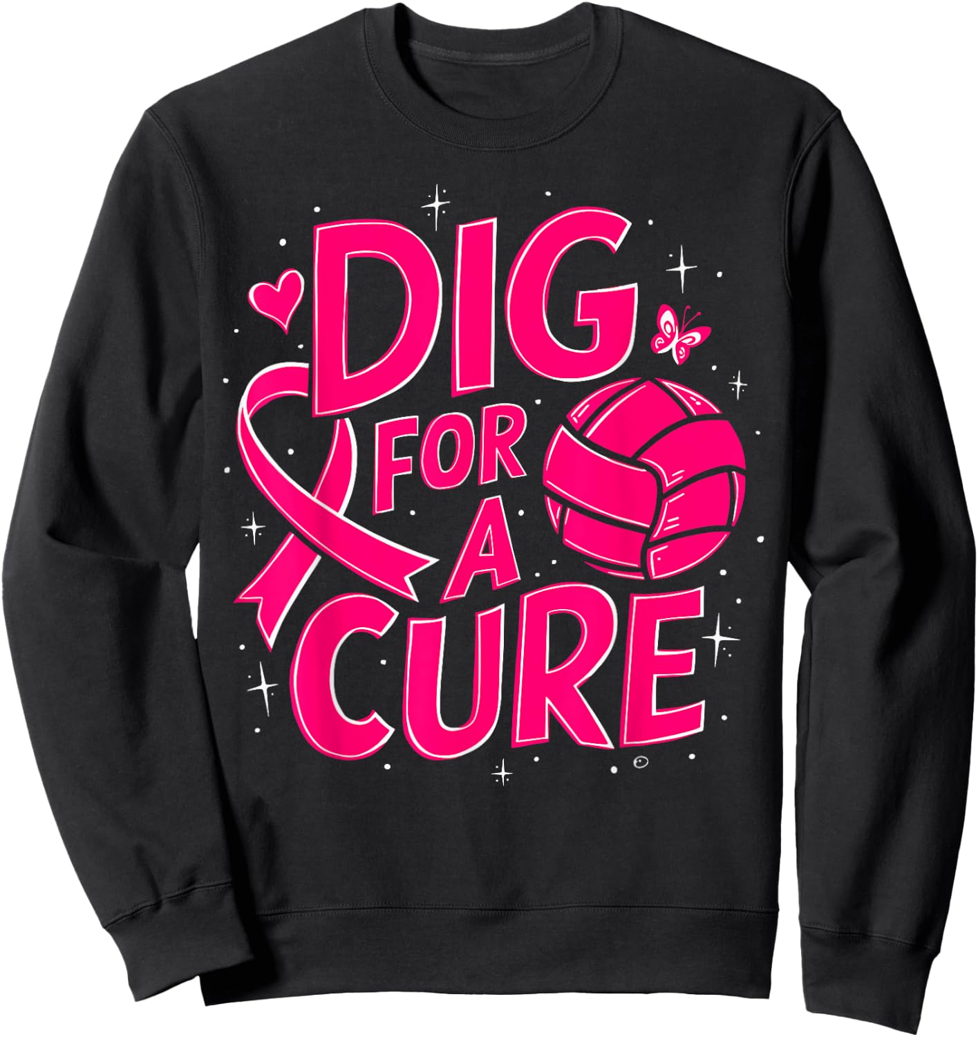 Dig For A Cure Breast Cancer Awareness Volleyball Pink Sweatshirt - Sweatshirt | Black