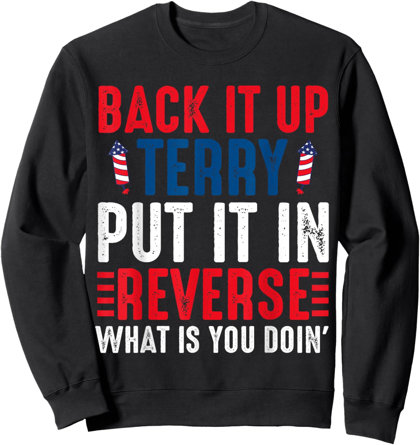 Back it Up Terry Put It In Reverse July 4th Fireworks Terry Sweatshirt - Sweatshirt | Black