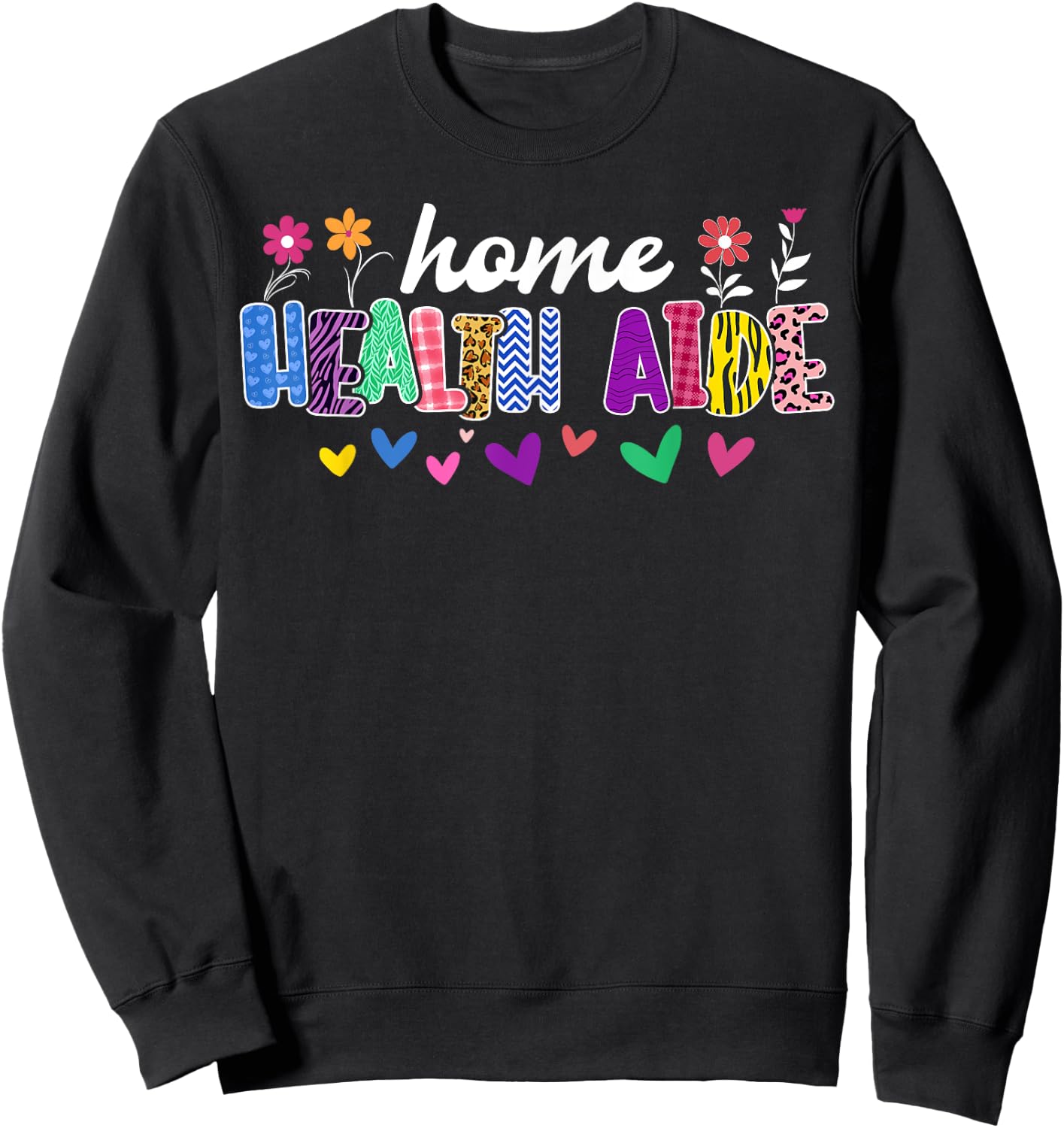 Home Health Aide Heart Leopard Sweatshirt - Sweatshirt | Black